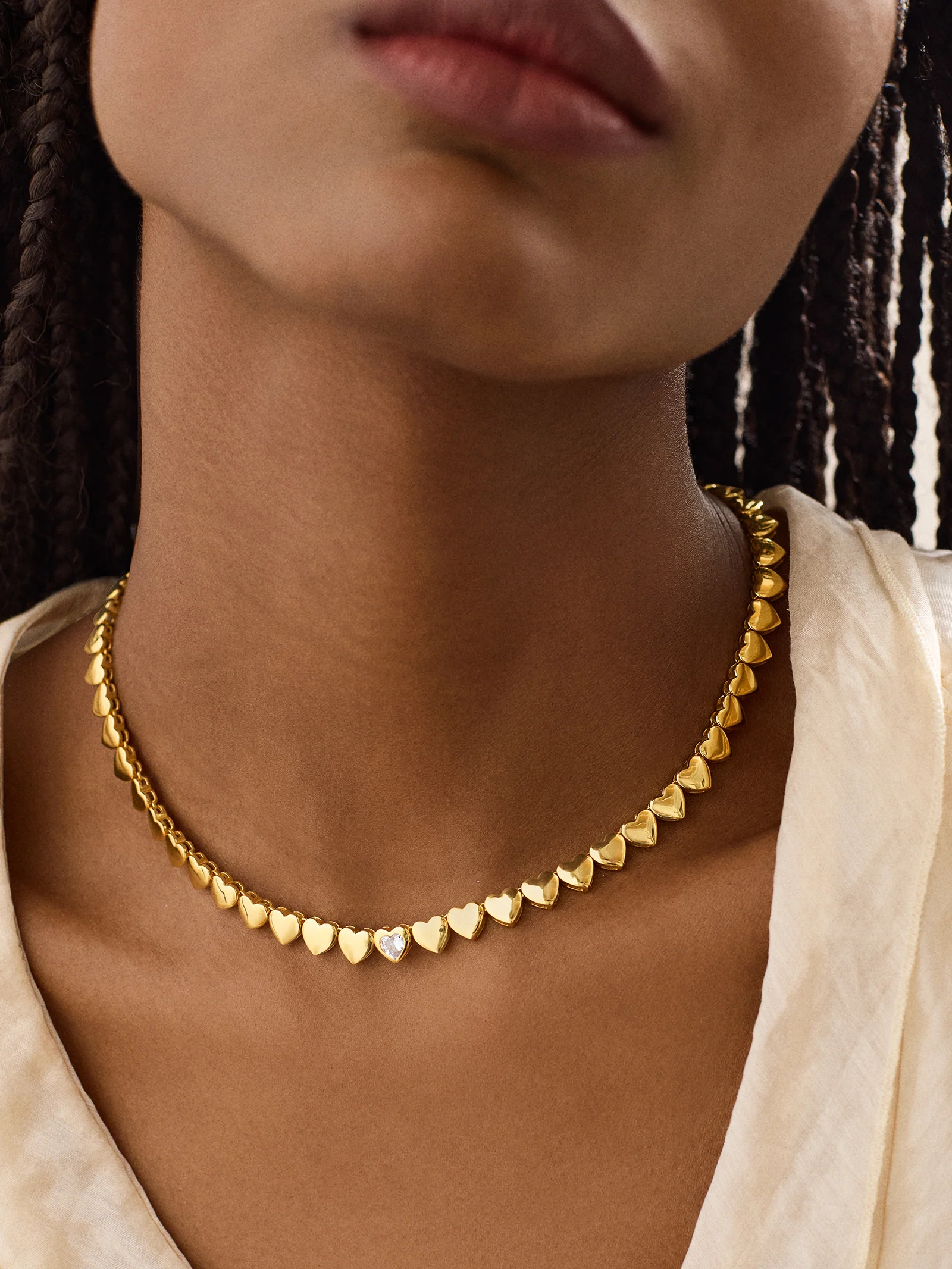 18K Gold Daphne Tennis Necklace - Gold/Pavé - Image 2