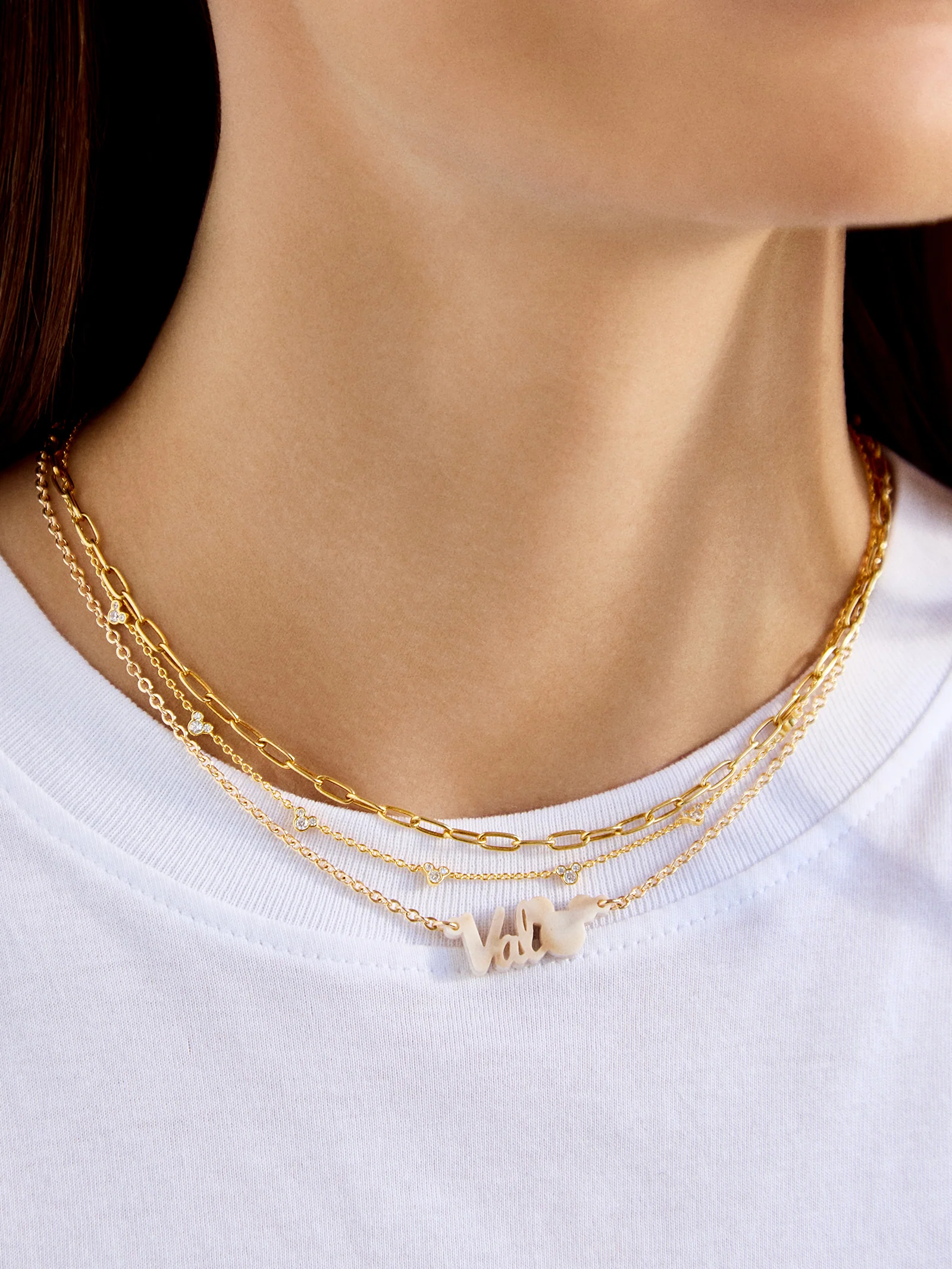 Disney Mickey Mouse Acrylic Custom Nameplate Necklace - Blonde Marble - Image 2