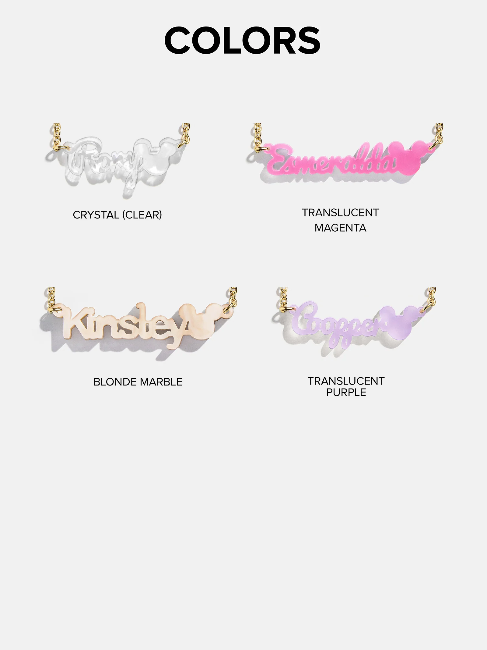 Disney Mickey Mouse Acrylic Custom Nameplate Necklace - Translucent Purple - Image 5