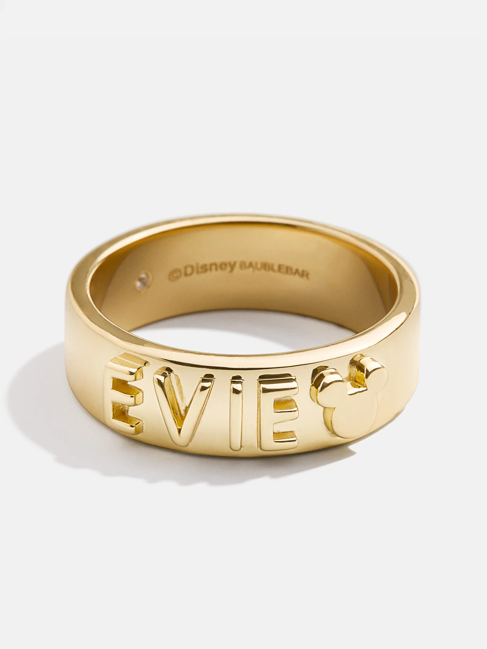Disney 18K Gold Plated Sterling Silver Custom Block Ring - Gold/Pavé - Image 3