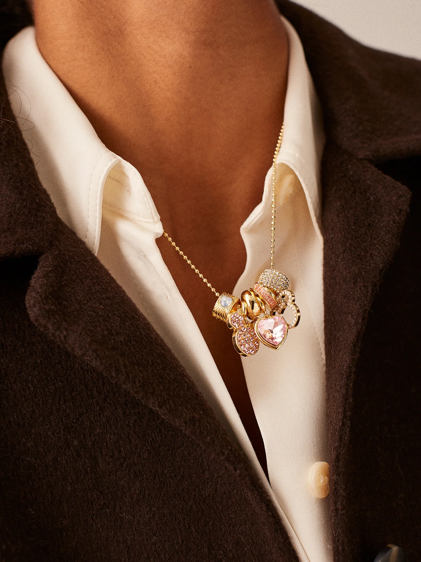 Disney Mickey Mouse Heart Charm Necklace - Gold/Pavé - Image 2