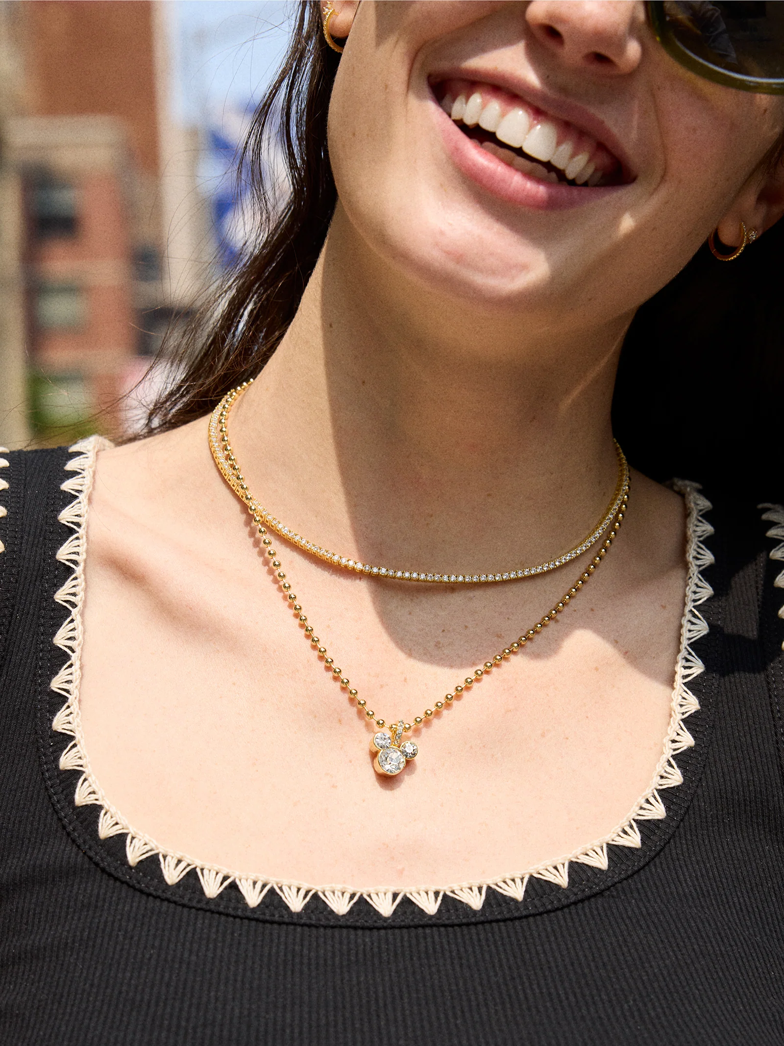 Disney Mickey Mouse Pisa Necklace - Gold/Pavé - Image 2