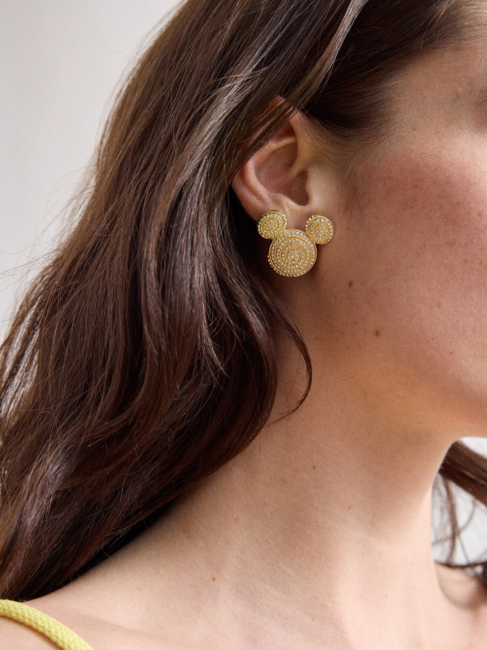 Disney Mickey Mouse Spiral Earrings - Gold/Pavé - Image 2