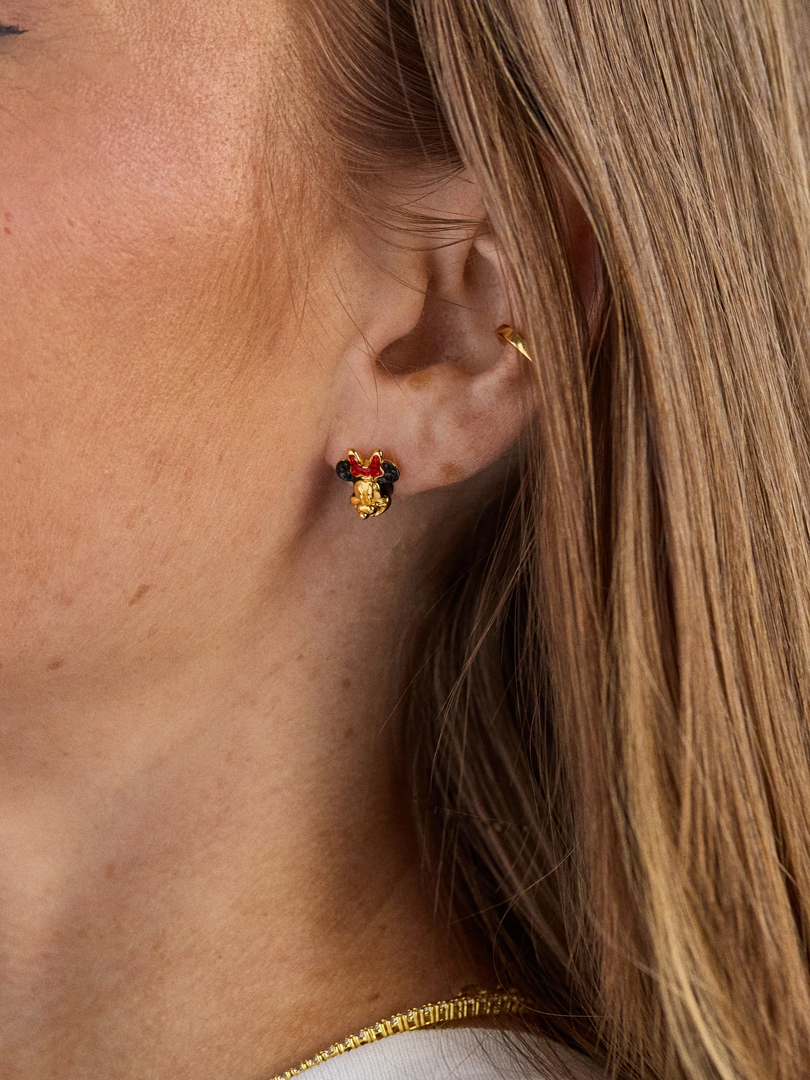 Disney Minnie Mouse 18K Gold Plated Sterling Silver Crystal Studs - Minnie Mouse - Image 2