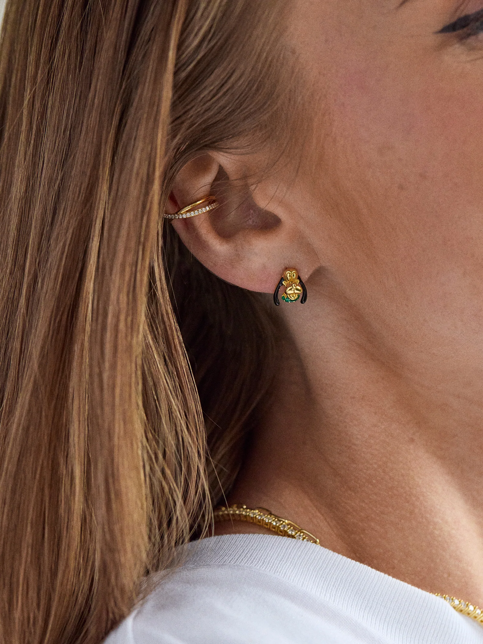 Disney Pluto 18K Gold Plated Sterling Silver Crystal Studs - Pluto - Image 2