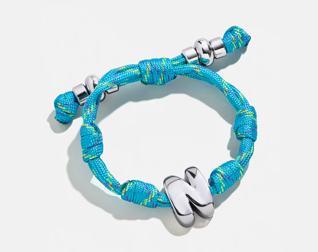 Knotty Initial Custom Bracelet - Aqua Single Letter - Image 7