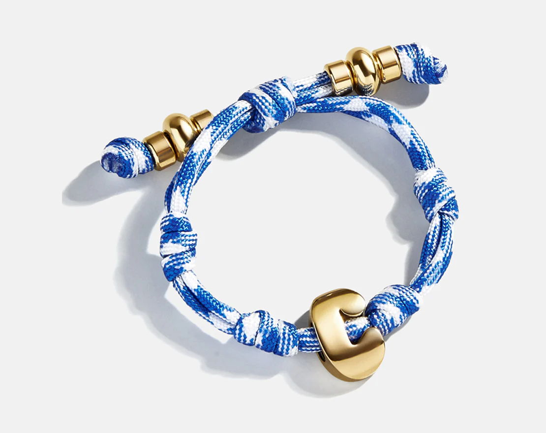 Knotty Initial Custom Bracelet - Royal Blue/White Single Letter - Image 3