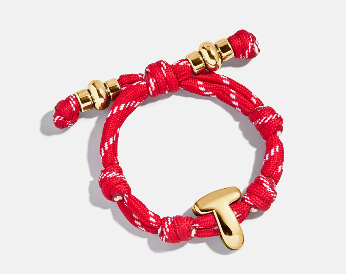 Knotty Initial Custom Bracelet - Cherry Red Single Letter - Image 3