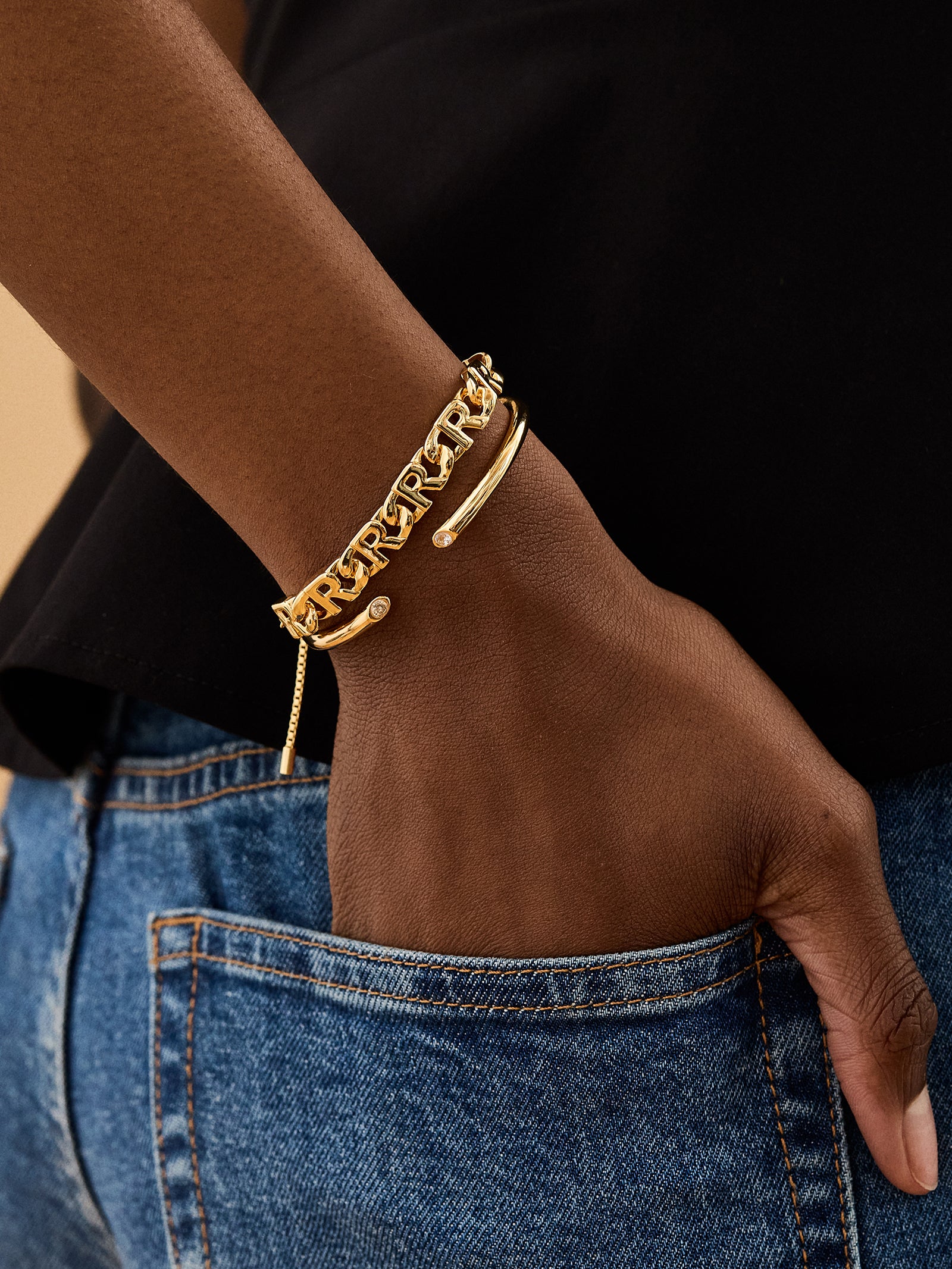 Repeating Initial Bracelet - E - Image 2
