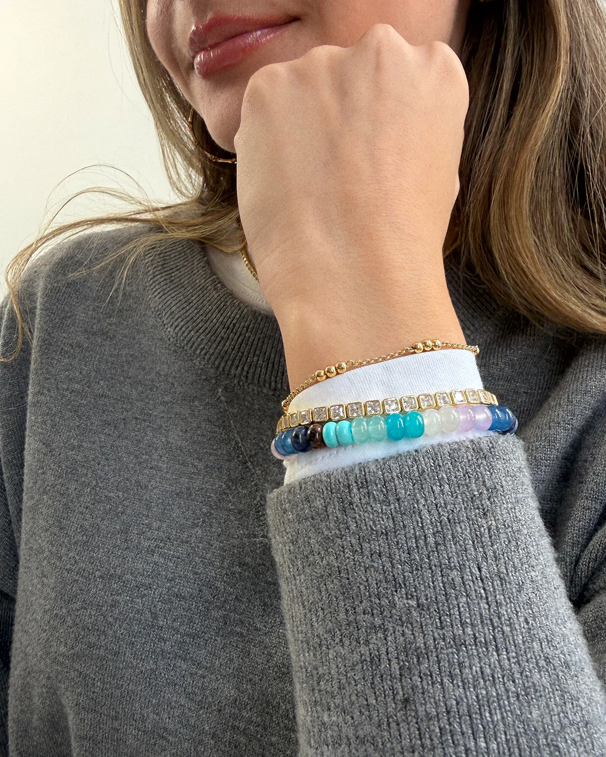 Eileen Beaded Bracelet - Blue Multi - Image 3
