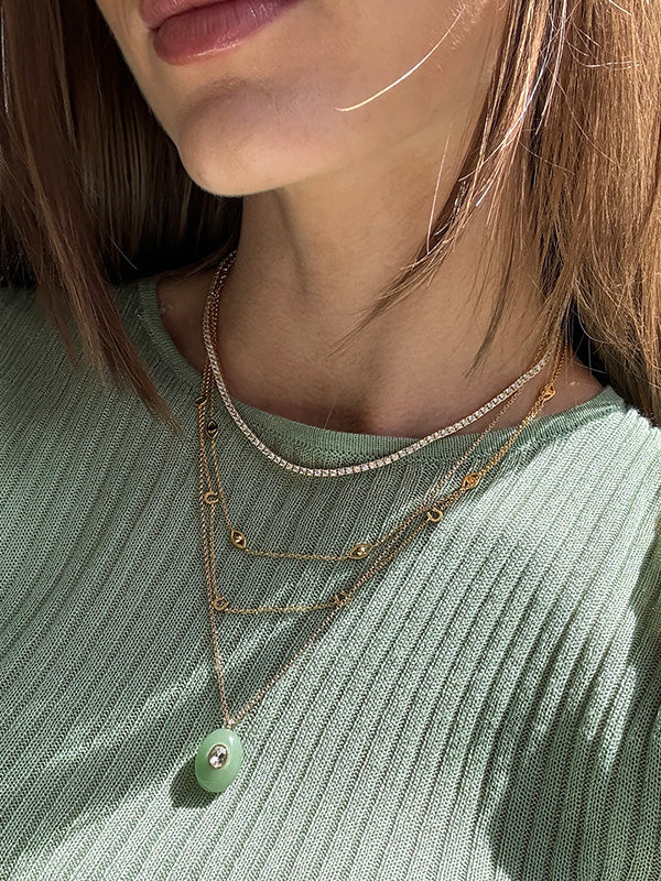 Aura Semi-Precious Pendant Necklace - Jade - Image 4