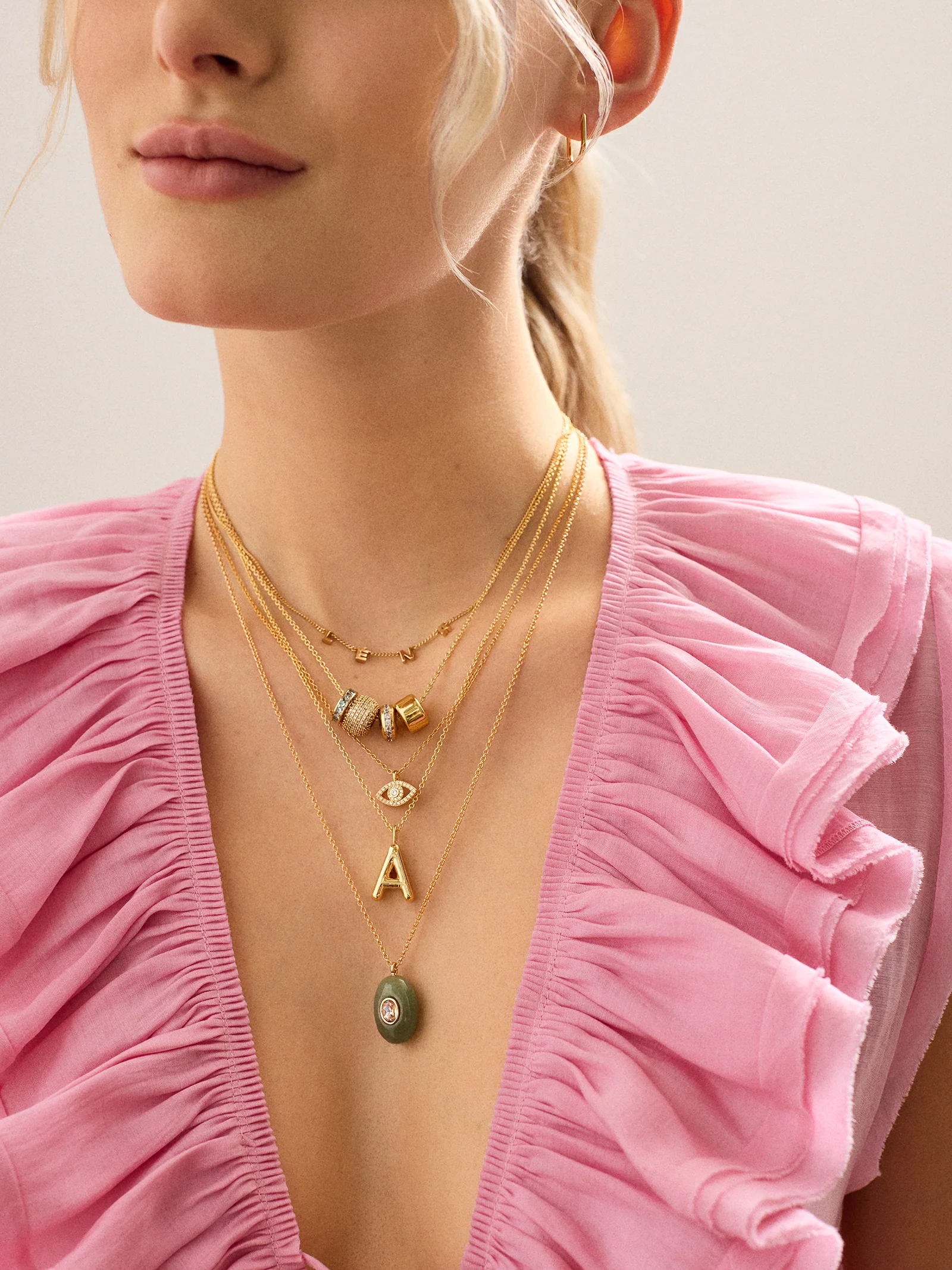 Aura Semi-Precious Pendant Necklace - Jade - Image 5
