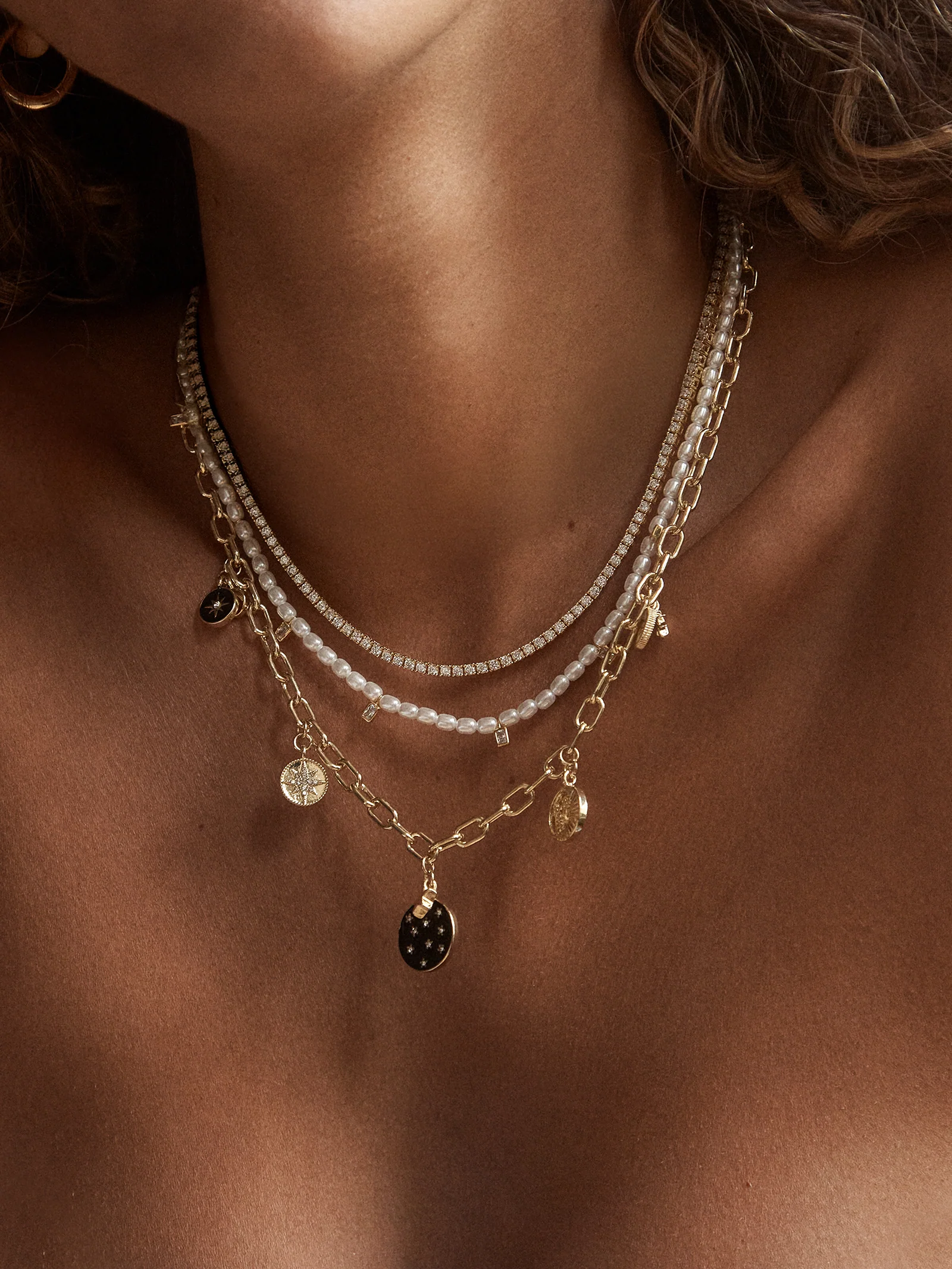 Estelle Celestial Charm Necklace - Gold/Black - Image 2