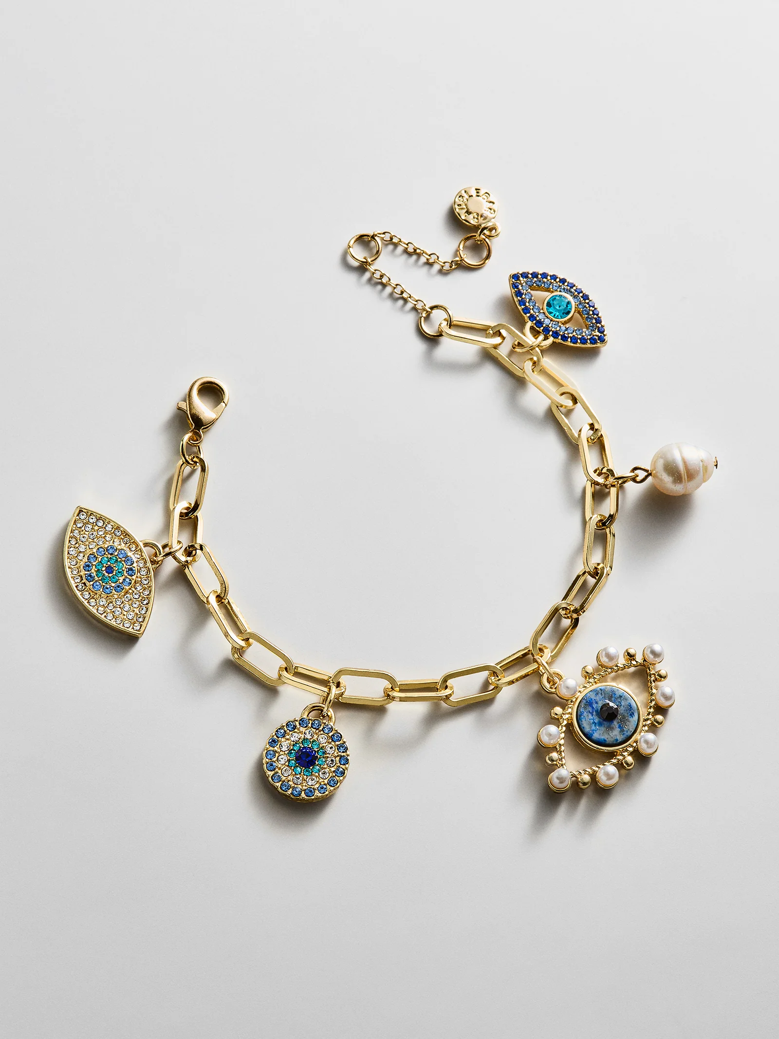 Evil Eye Charm Bracelet - Gold/Blue - Image 3