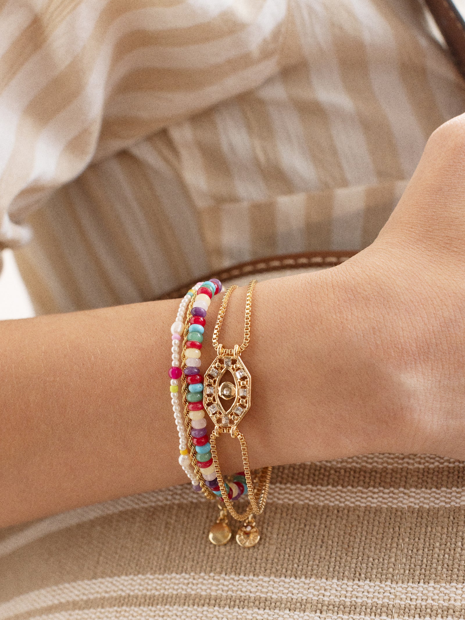 Evil Eye Reversible Bracelet - Gold/Multi - Image 5