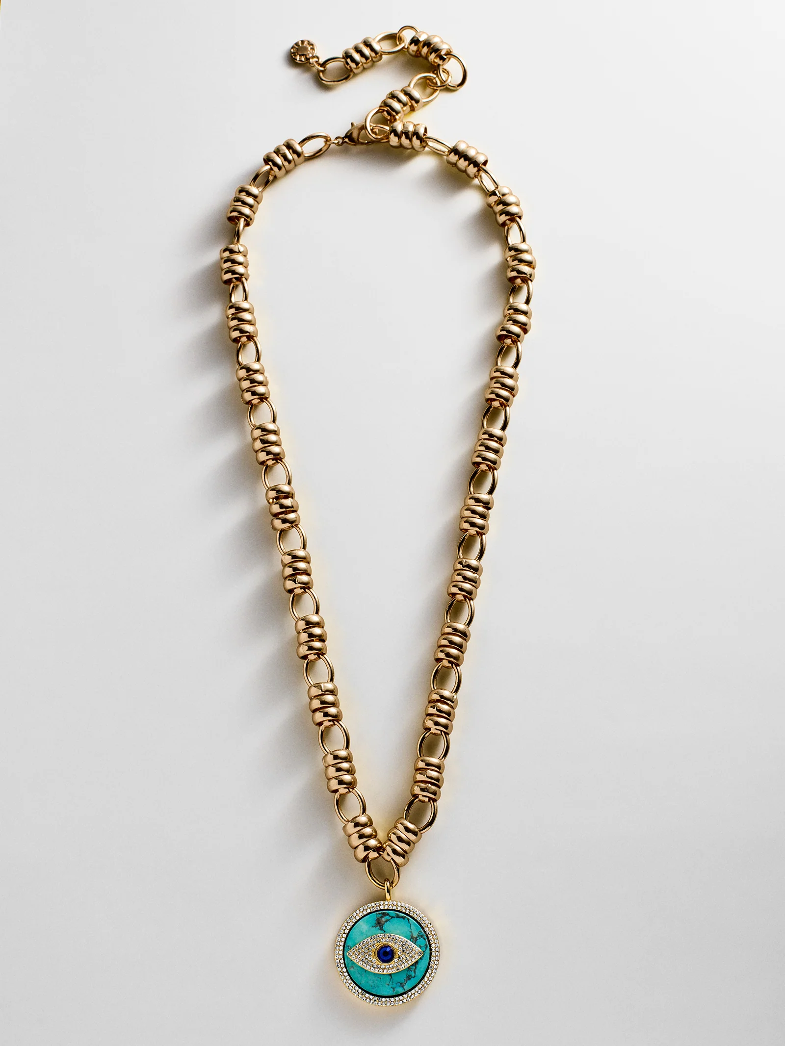 Sohla Evil Eye Statement Necklace - Gold/Turquoise - Image 4