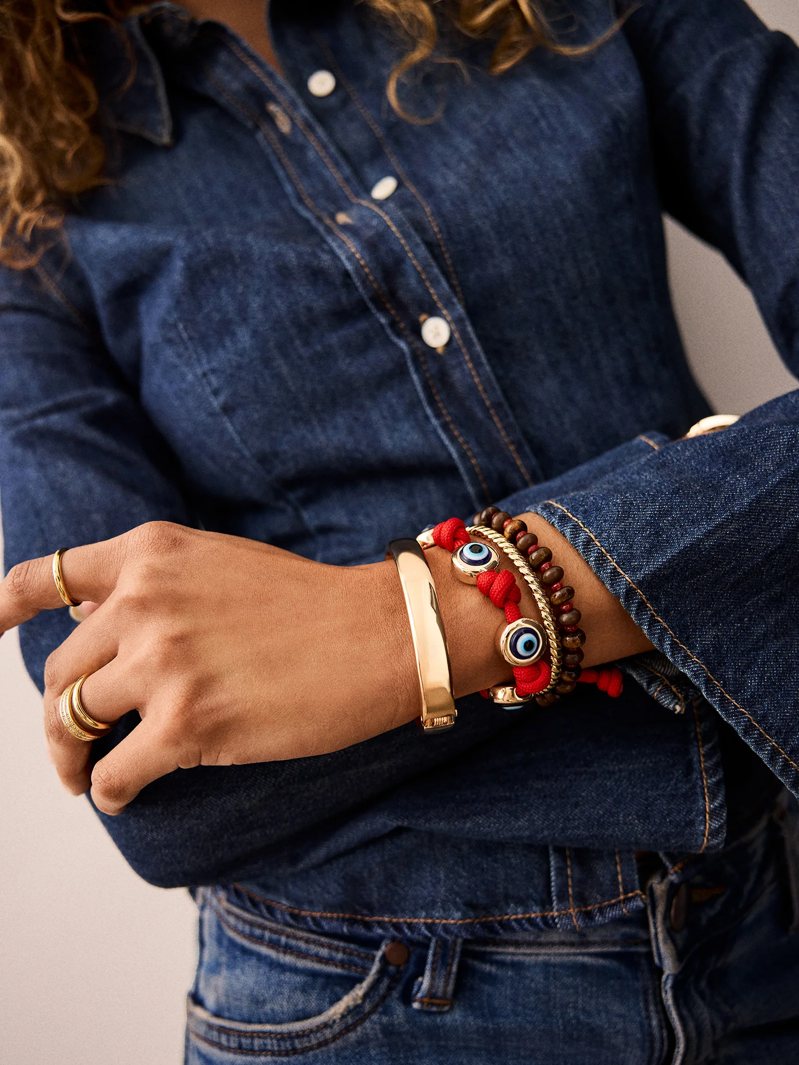 Eyes Open Evil Eye Paracord Bracelet - Red - Image 2