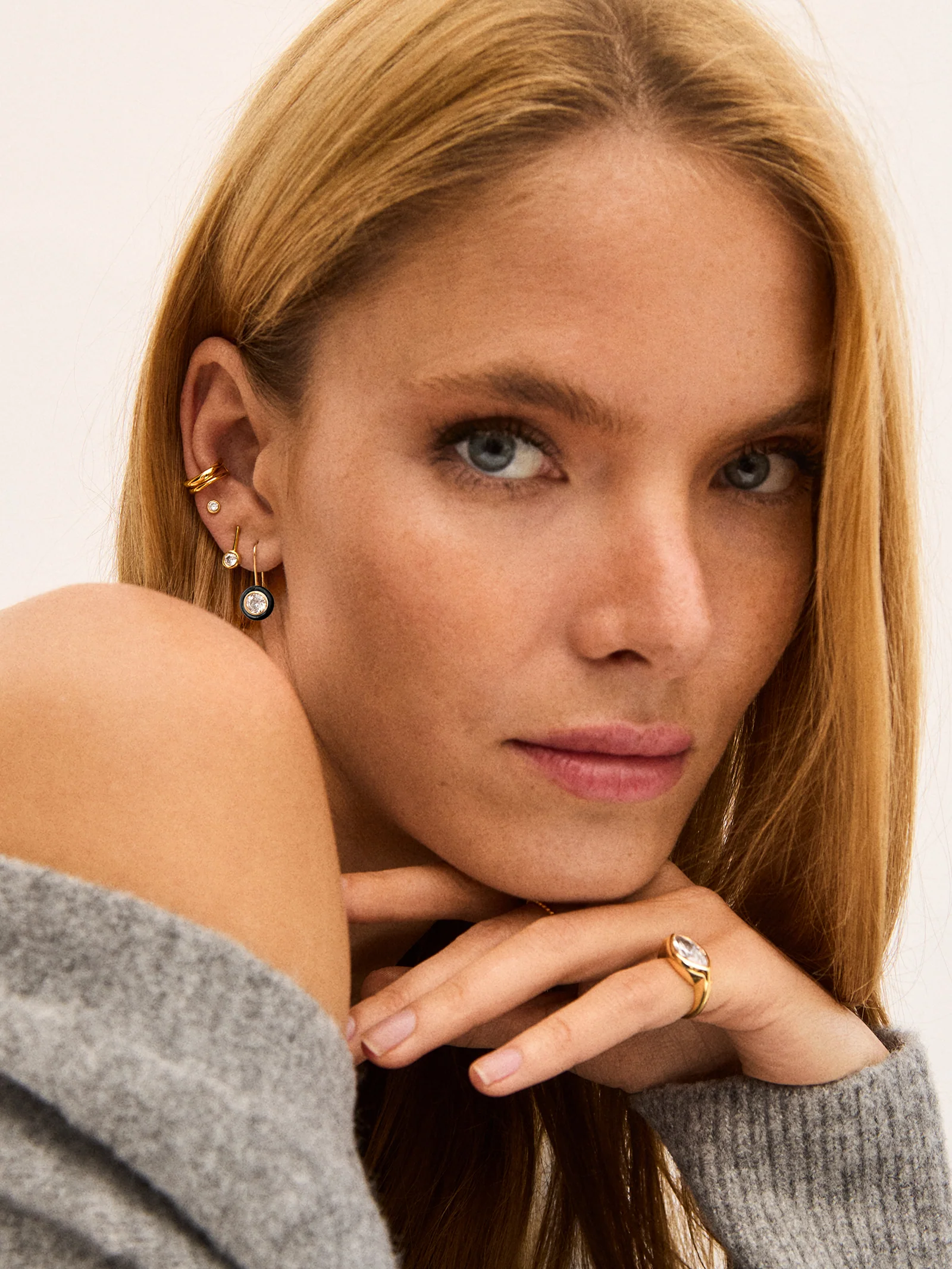 Fallon 14K Gold Semi-Precious Earrings - Onyx - Image 2