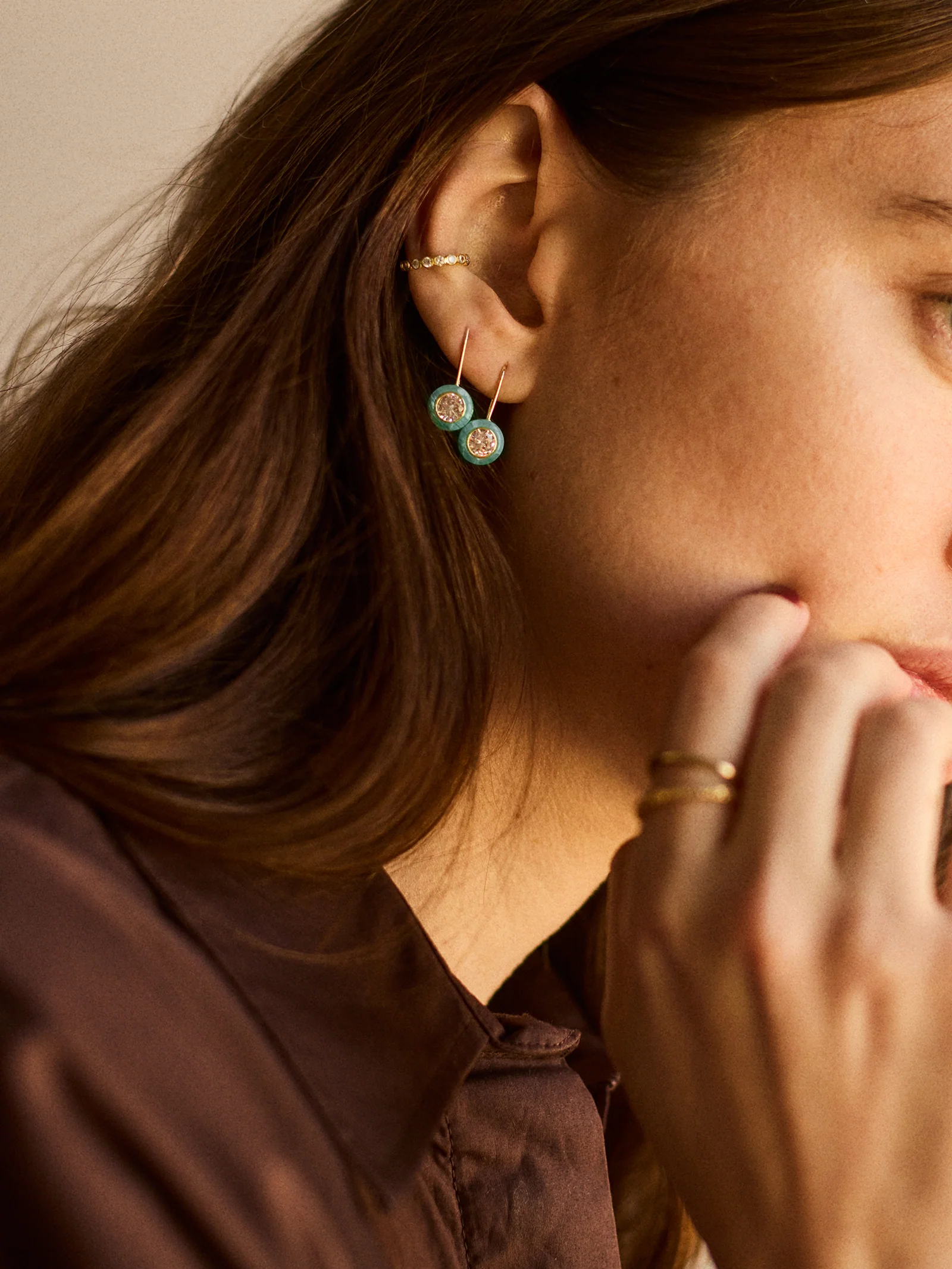 Fallon 14K Gold Semi-Precious Earrings - Turquoise - Image 2