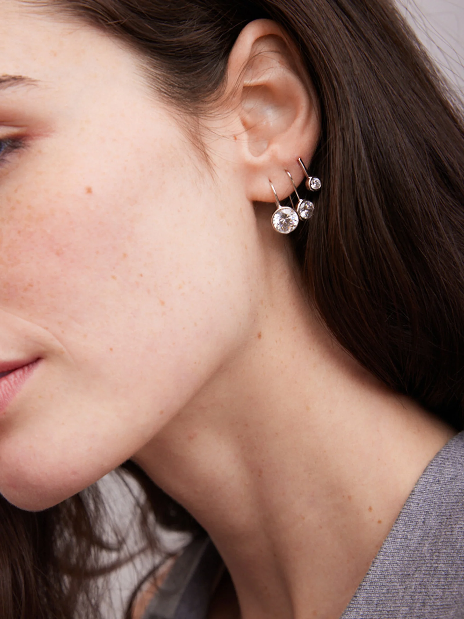 Fallon Sterling Silver Bezel Earrings - 5MM Stone - Image 2