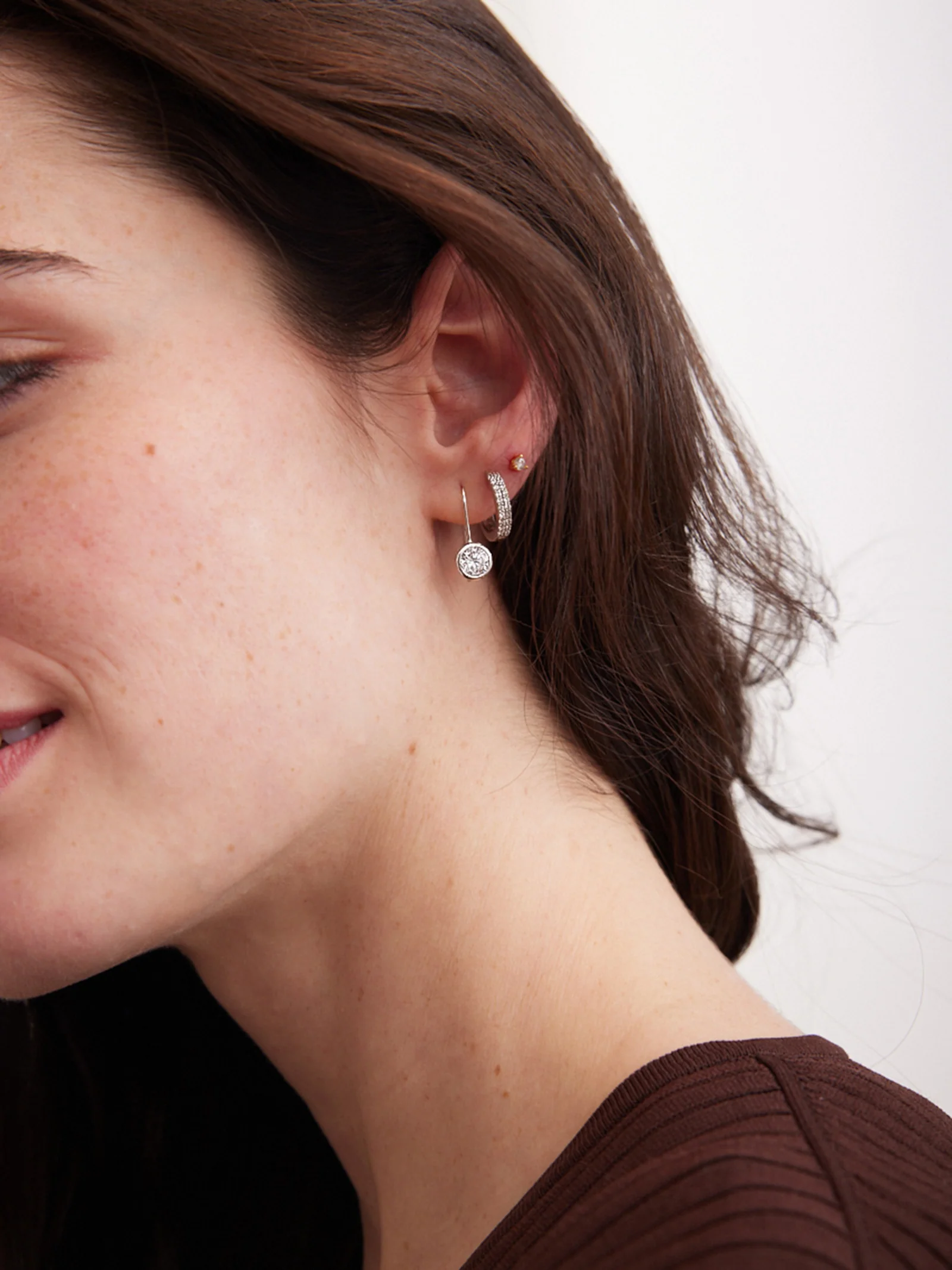 Fallon Sterling Silver Bezel Earrings - 8MM Stone - Image 2