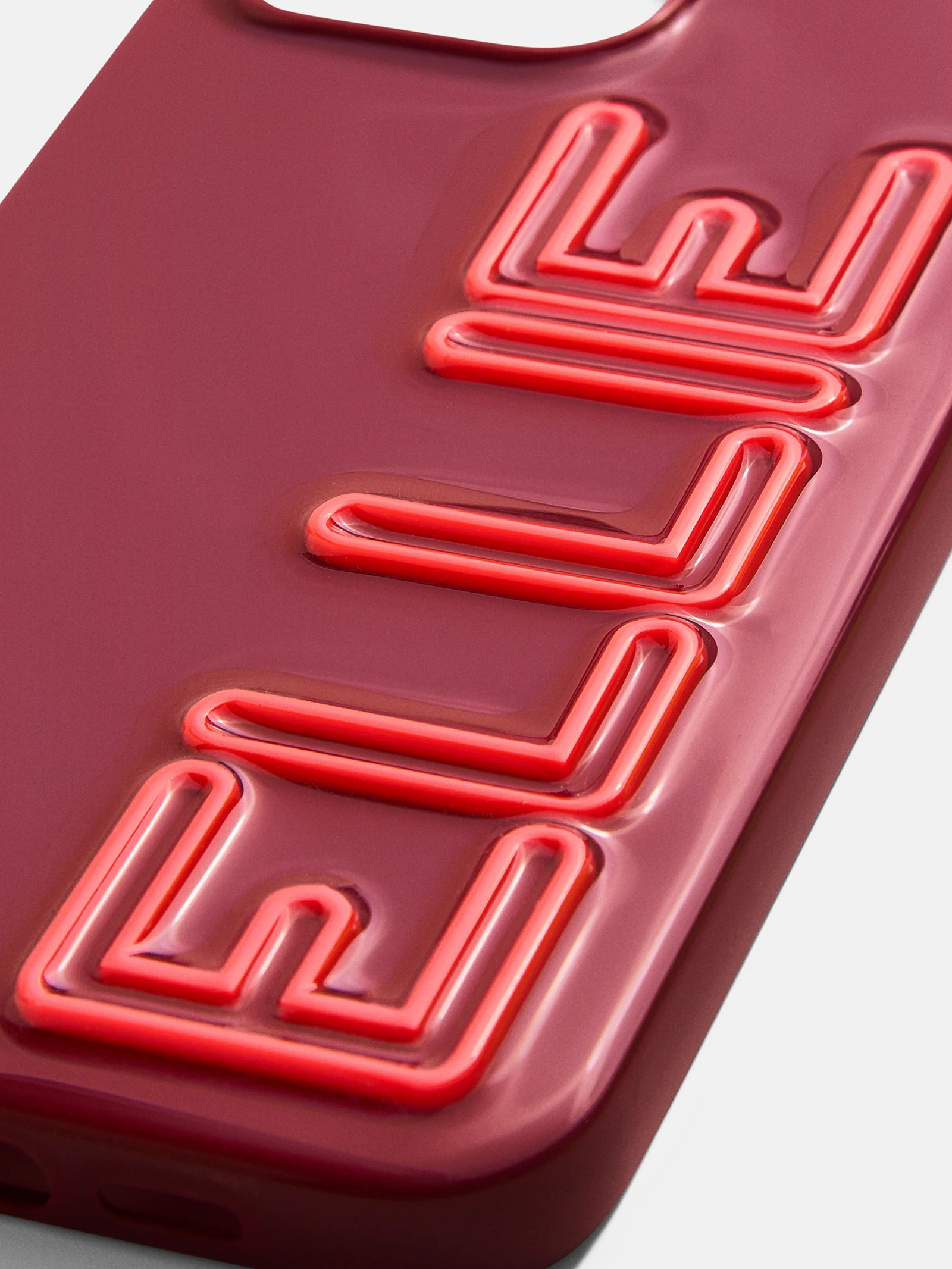 Fine Line Custom iPhone Case - Burgundy/Neon Coral - Image 2