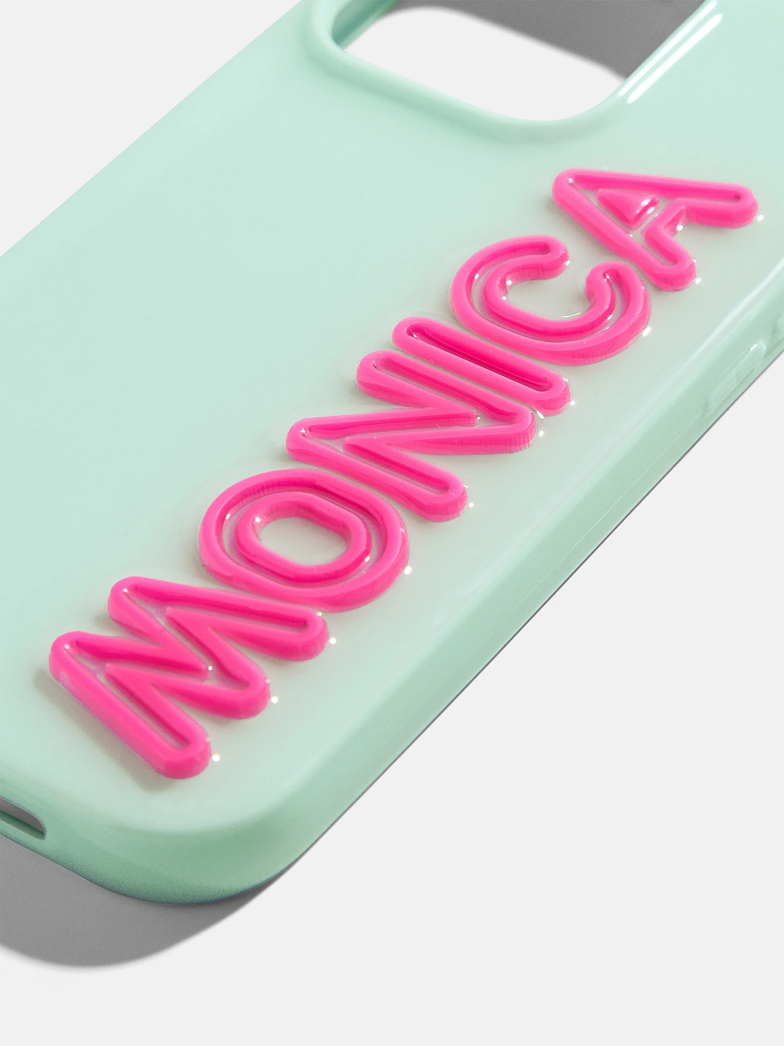 Fine Line Custom iPhone Case - Mint Green/Hot Pink - Image 2