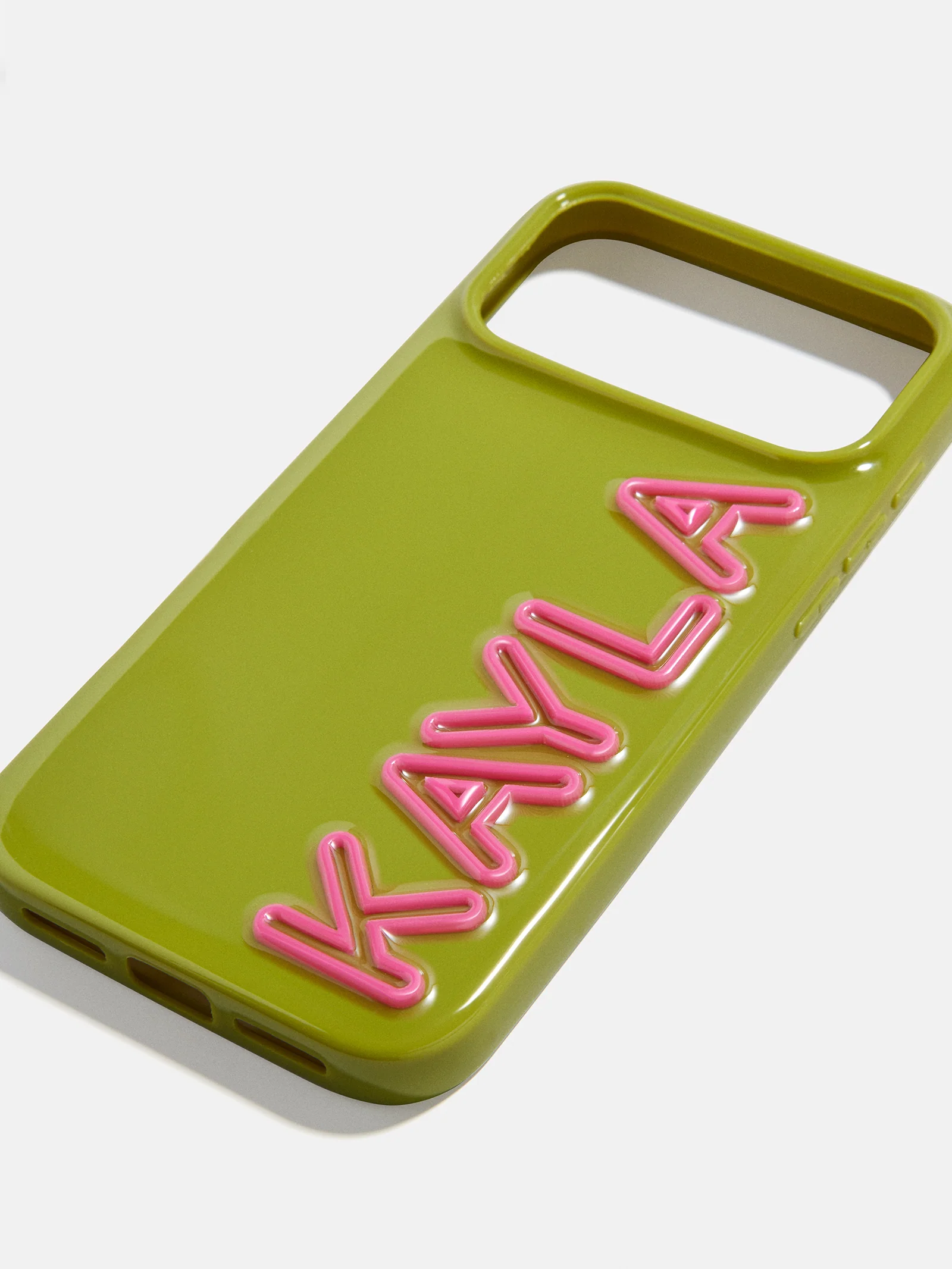 Fine Line Custom iPhone Case - Olive Green/Hot Pink - Image 2