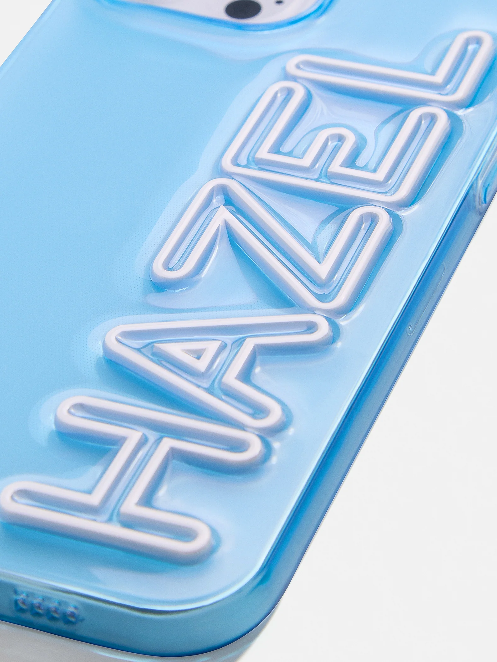 Fine Line Custom iPhone Case - Transparent Blue/White - Image 2