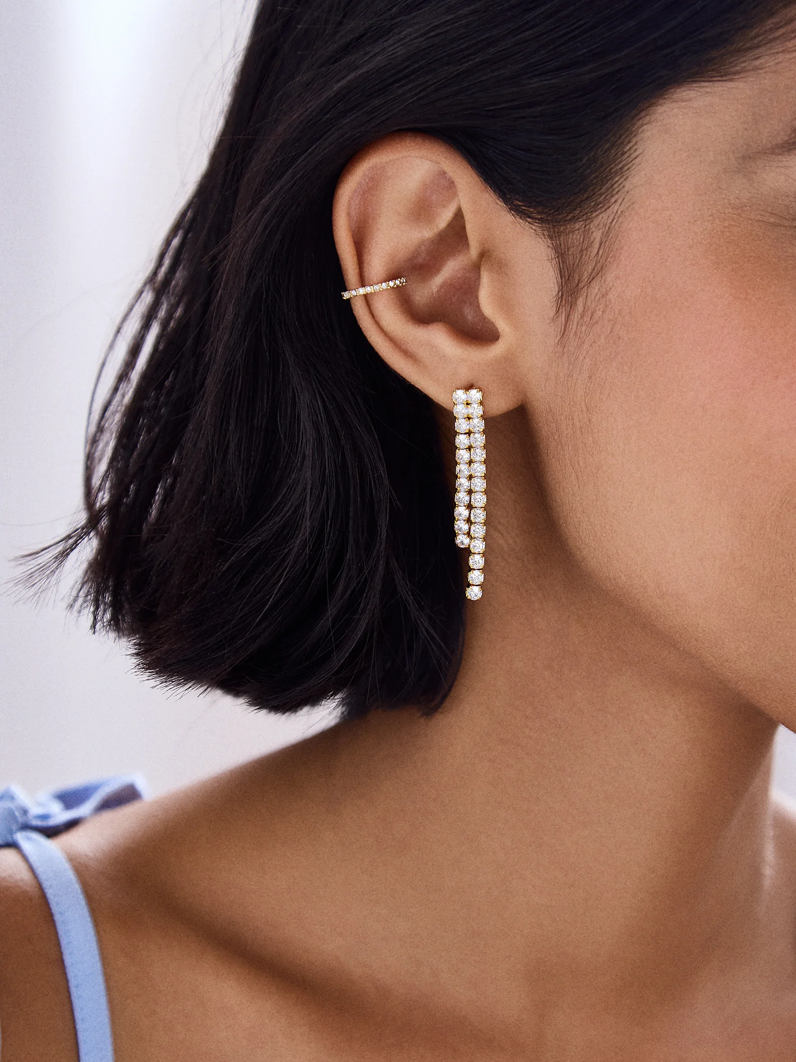 Frankie 18K Gold Earrings - Gold/Pavé - Image 3