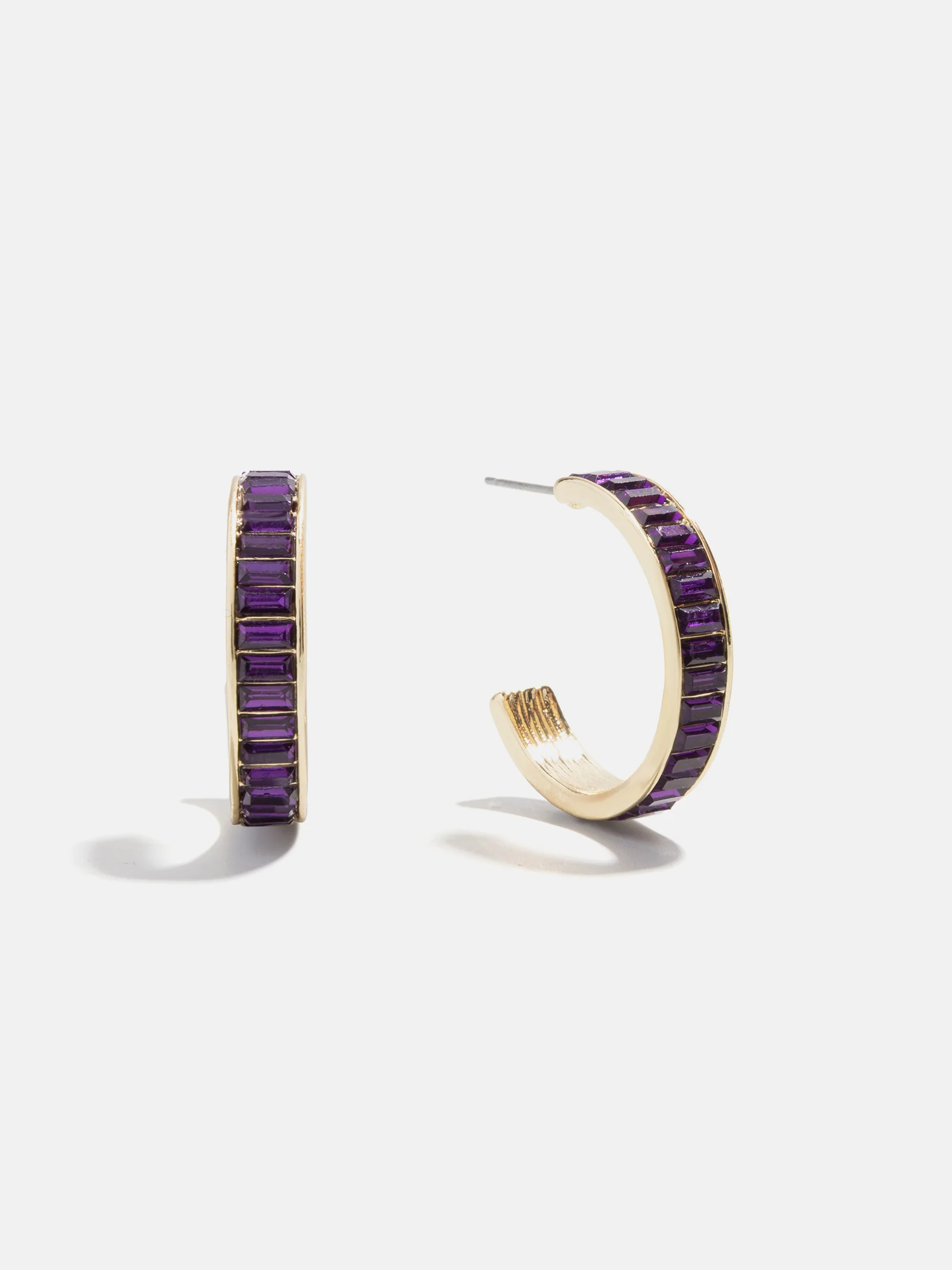 Game Day Baguette Hoop Earrings - Dark Purple