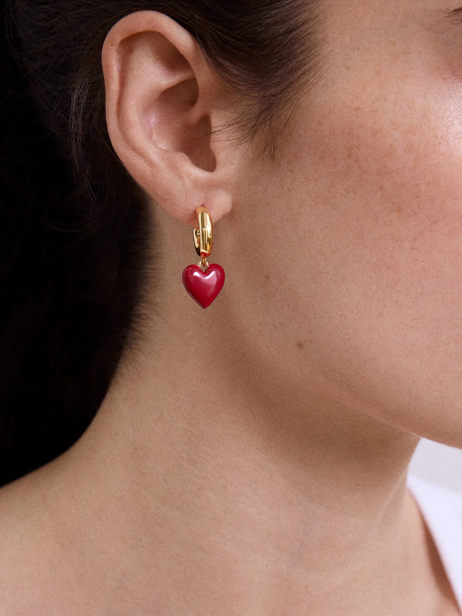 Game Day Heart Drop Earrings - Dark Red - Image 2