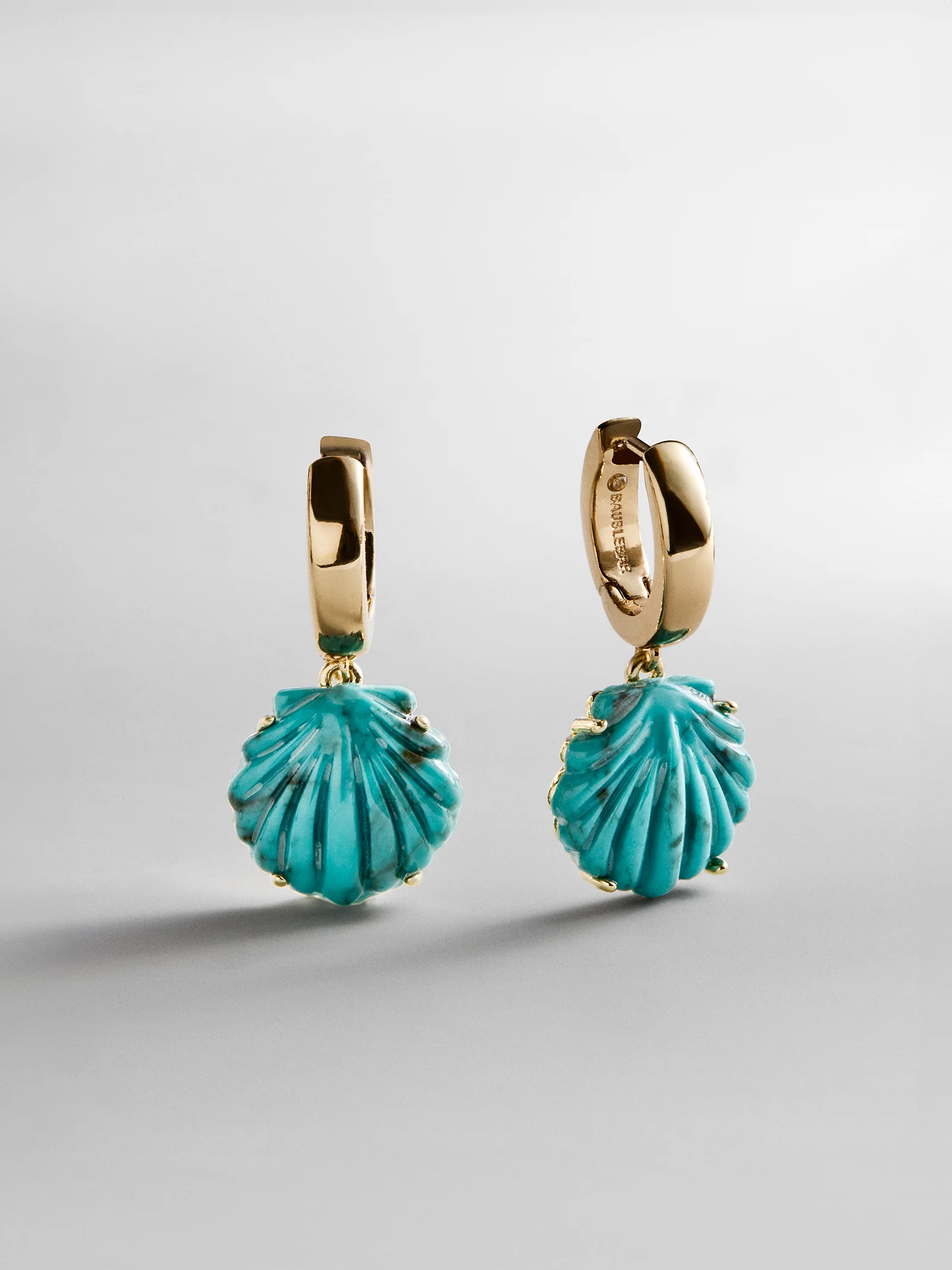 Genevieve Seashell Earrings - Gold/Turquoise