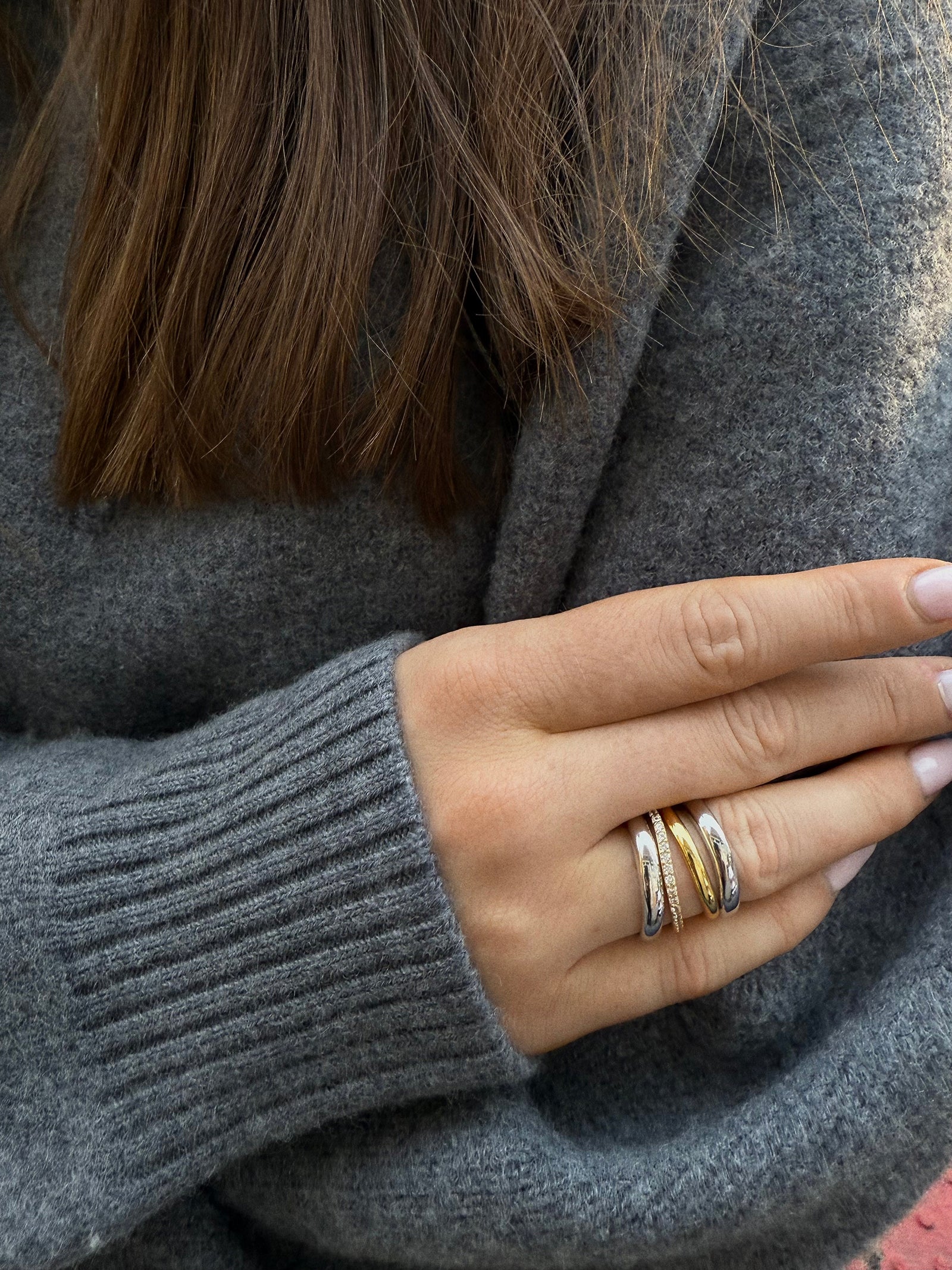 Gina 18K Gold Ring Set - Gold/Silver - Image 2