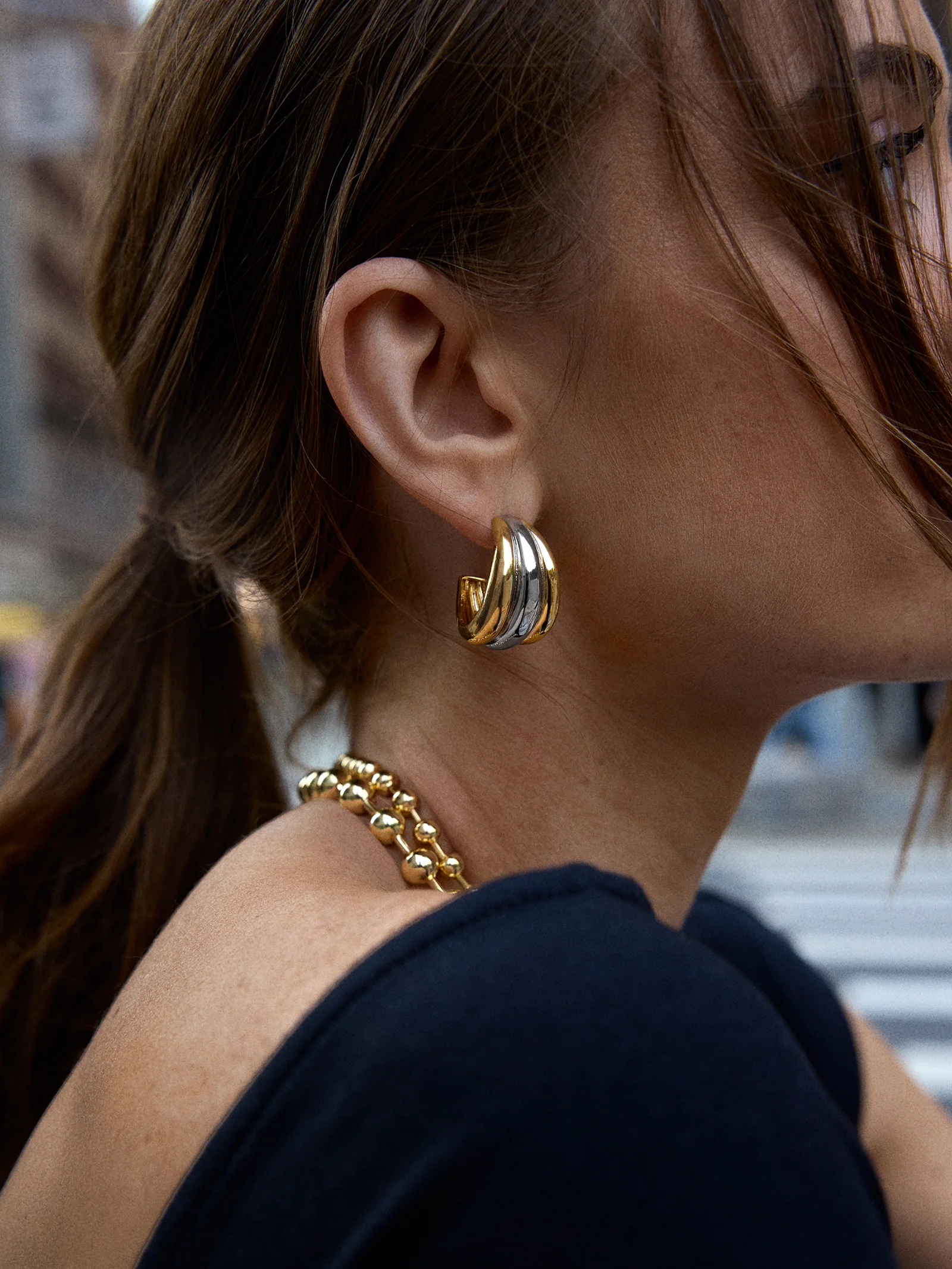 Gina Hoop Earrings - Gold/Silver - Image 2