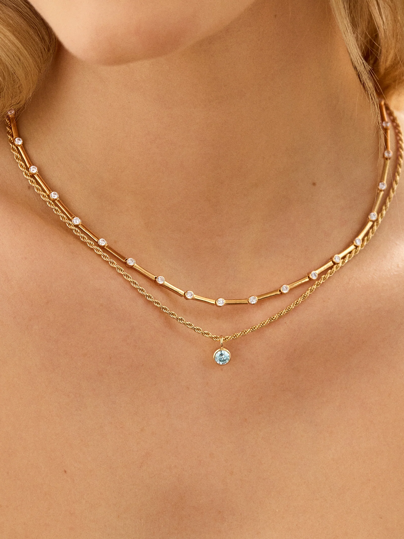 Florence 18K Gold Plated Sterling Silver Birthstone Necklace - Crystal - Image 2