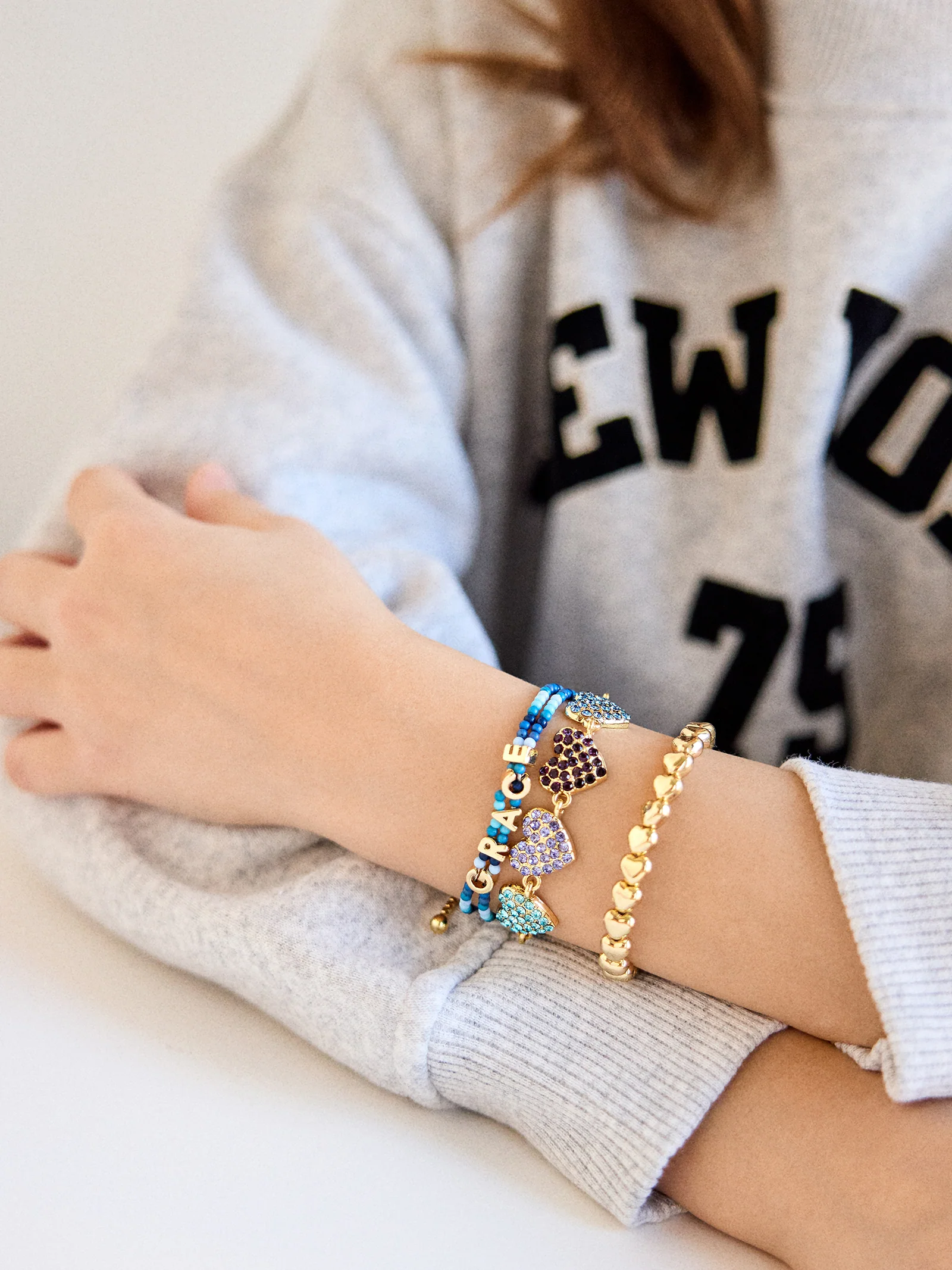 Hearts for Days Kids' Crystal Heart Bracelet - Blue Multi - Image 2