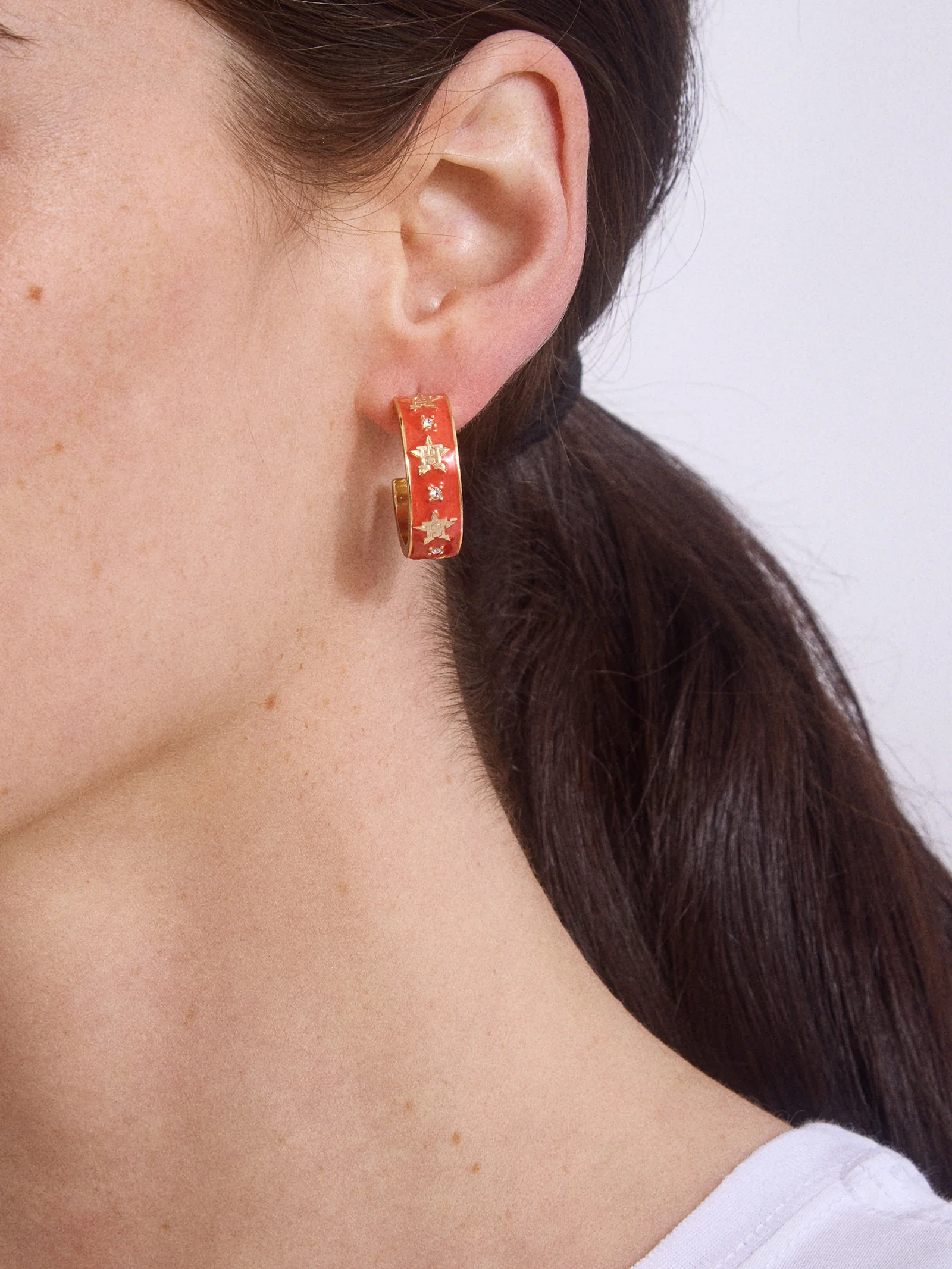 WEAR By Erin Andrews X BaubleBar Houston Astros Enamel Hoop Earrings - Houston Astros - Image 2