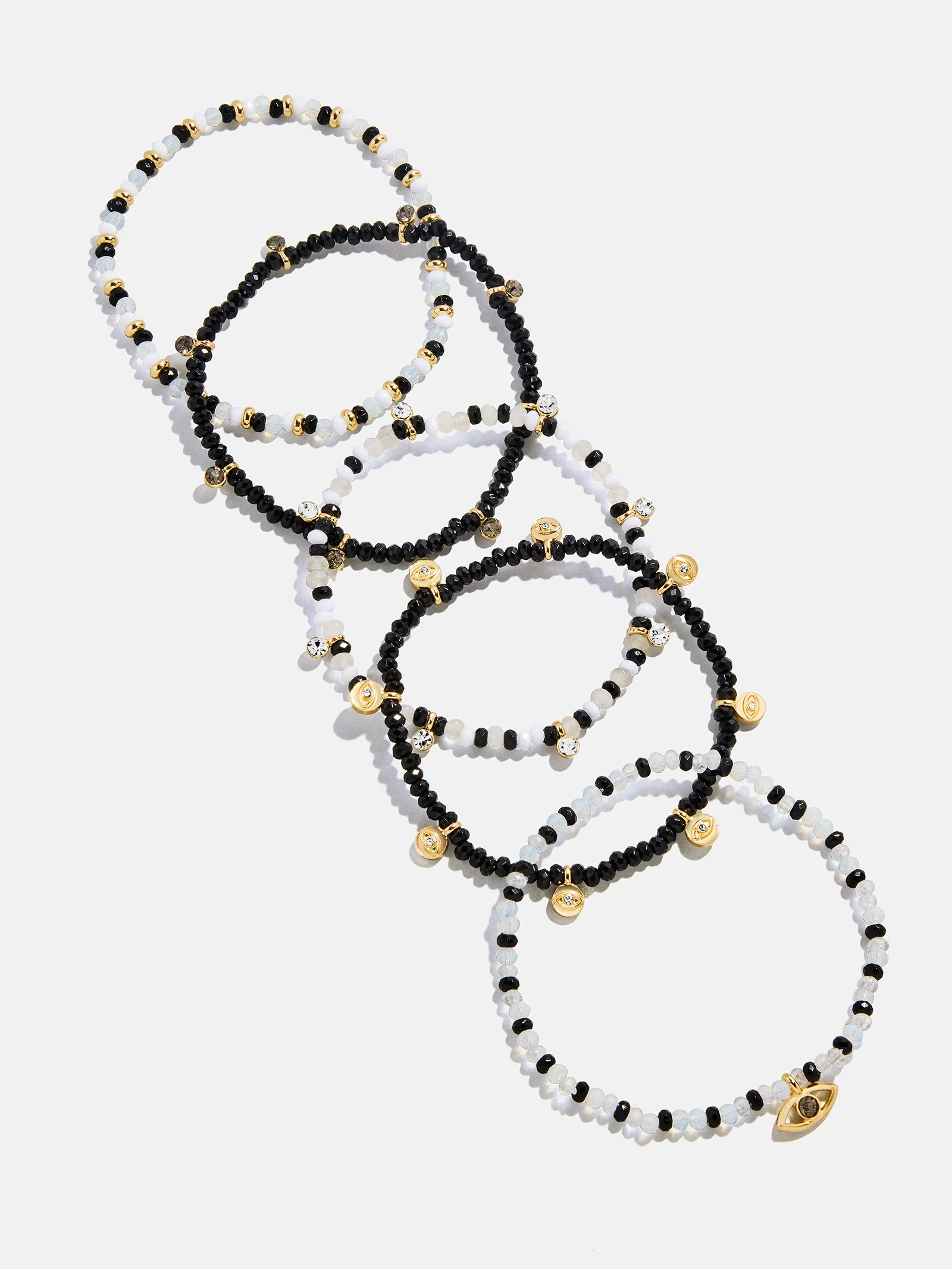 Indya Evil Eye Layered Bracelet Set - Black/White - Image 4