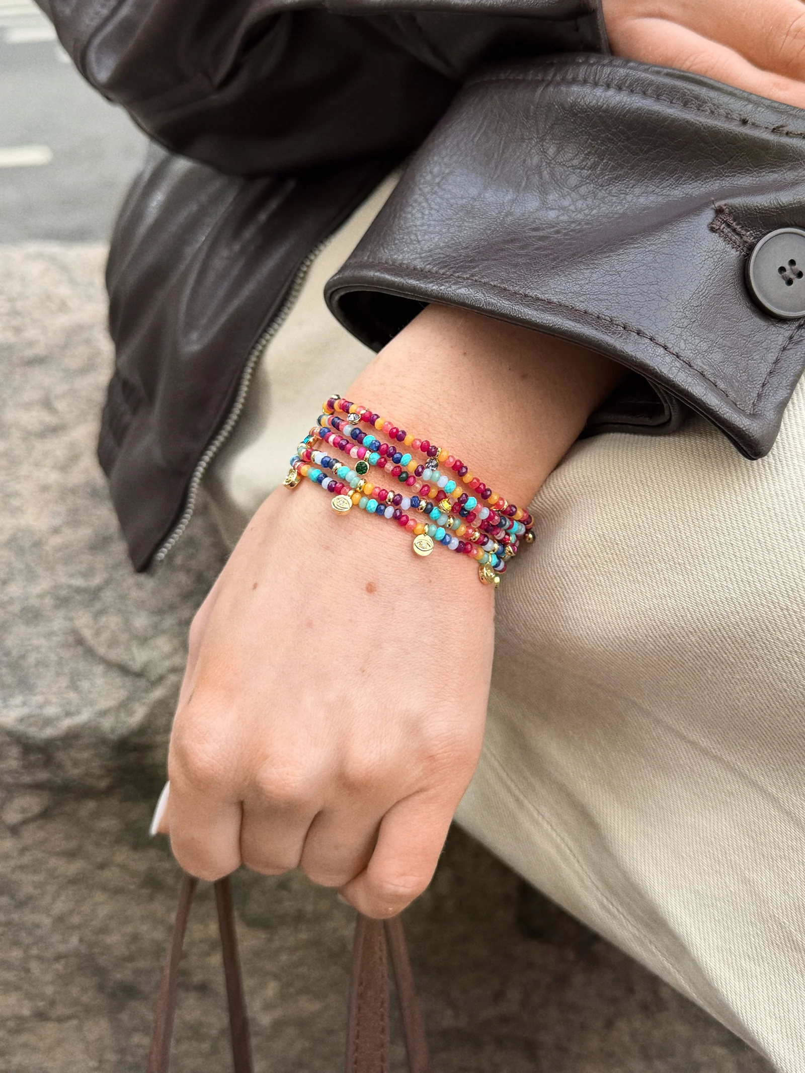 Indya Evil Eye Layered Bracelet Set - Multi - Image 2