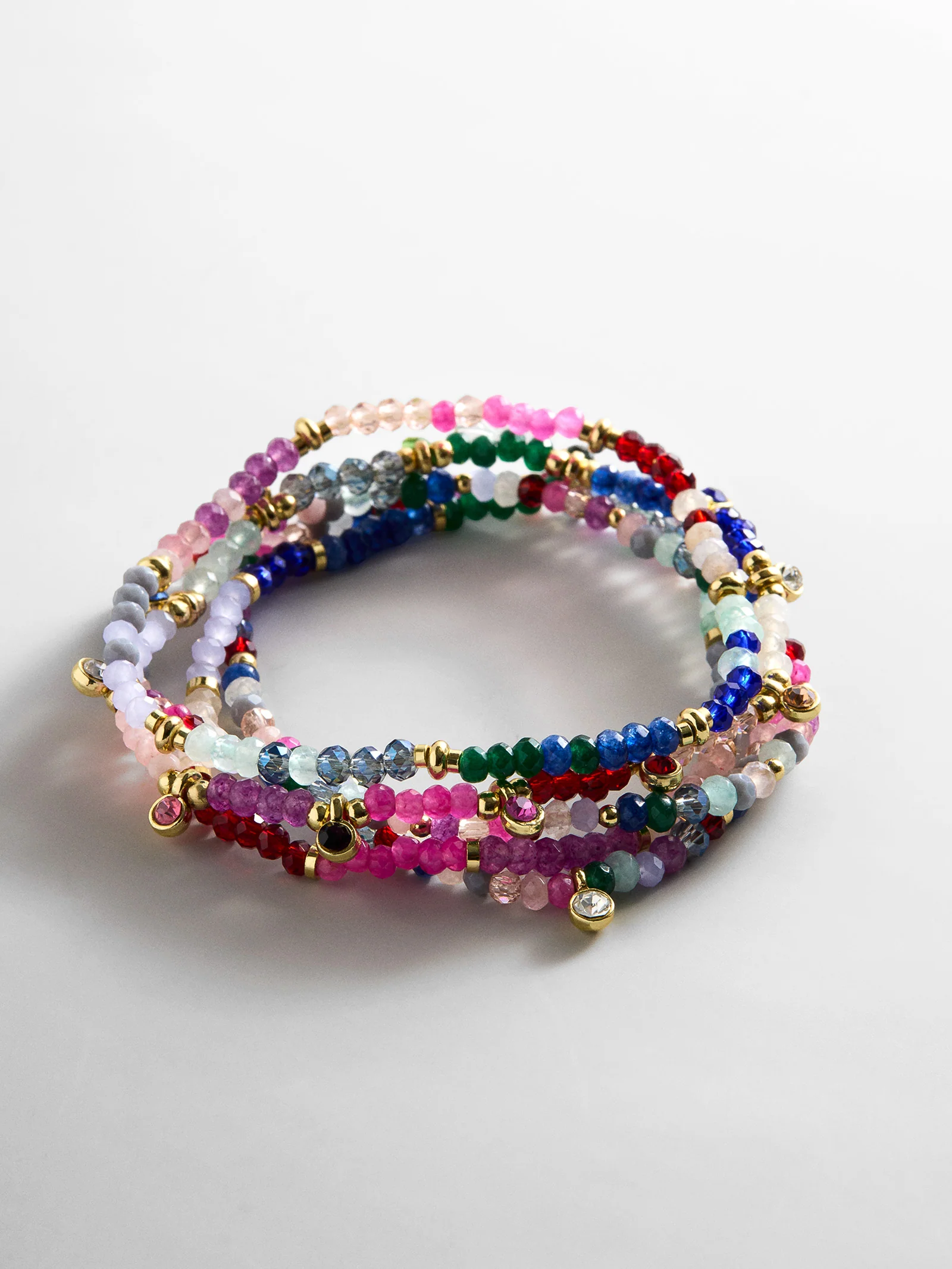 Indya Semi-Precious Layered Bracelet Set - Dark Multi - Image 3