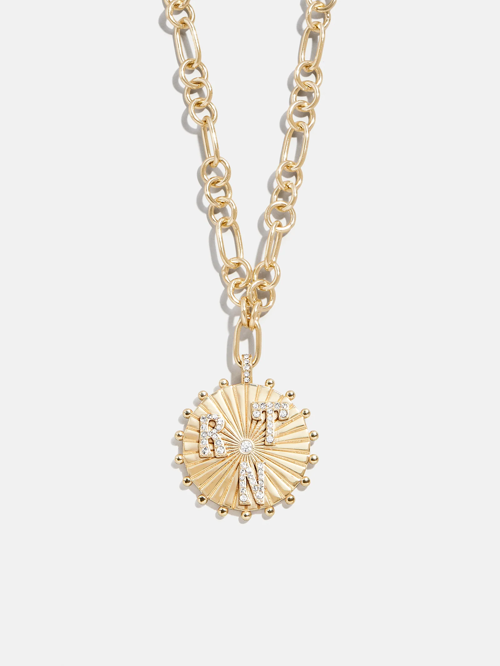 Initial Custom Medallion Necklace - Gold/Pavé - Image 5