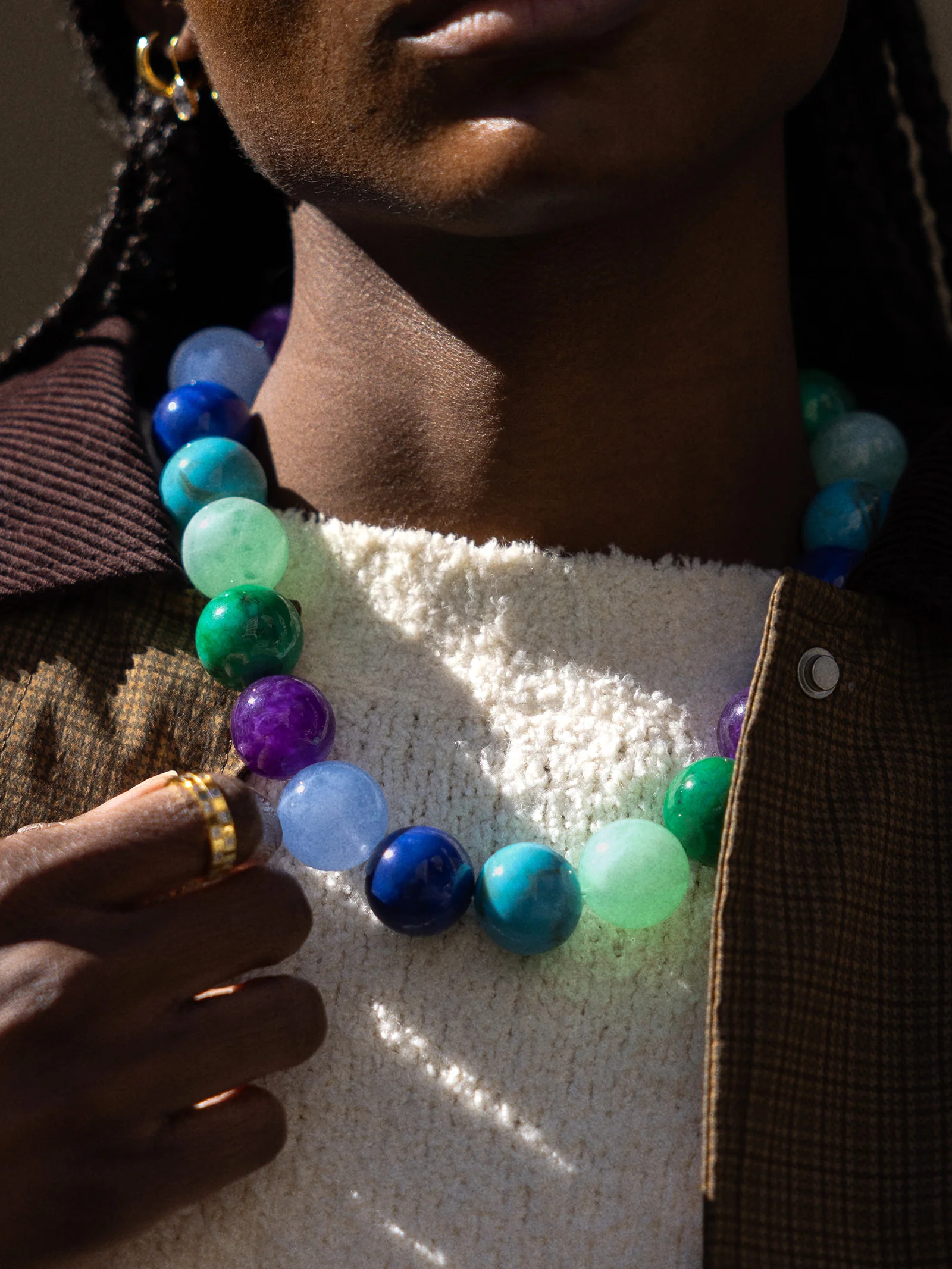 Jane Beaded Necklace - Blue Multi - Image 2