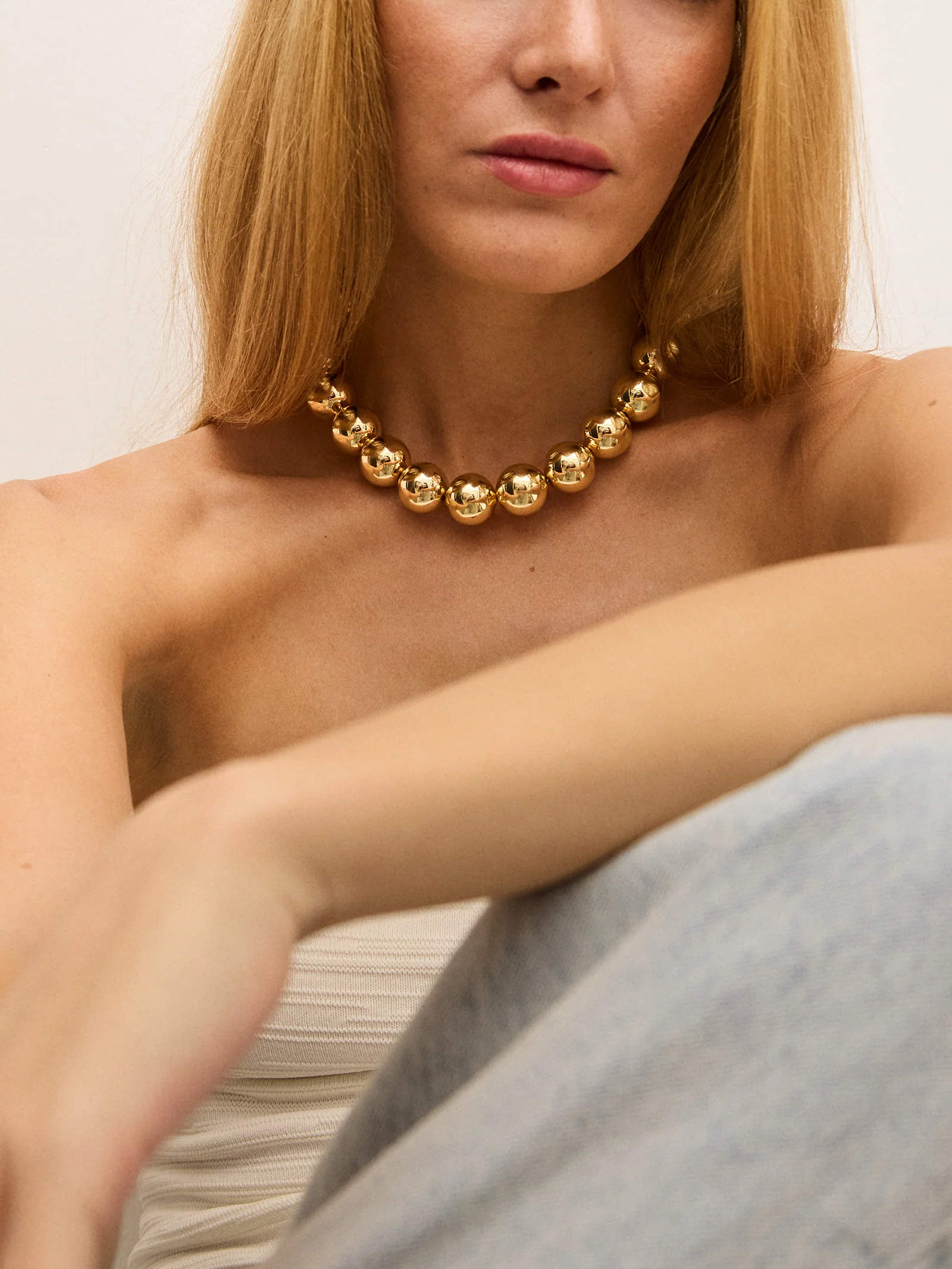Jane Beaded Necklace - Gold - Image 2