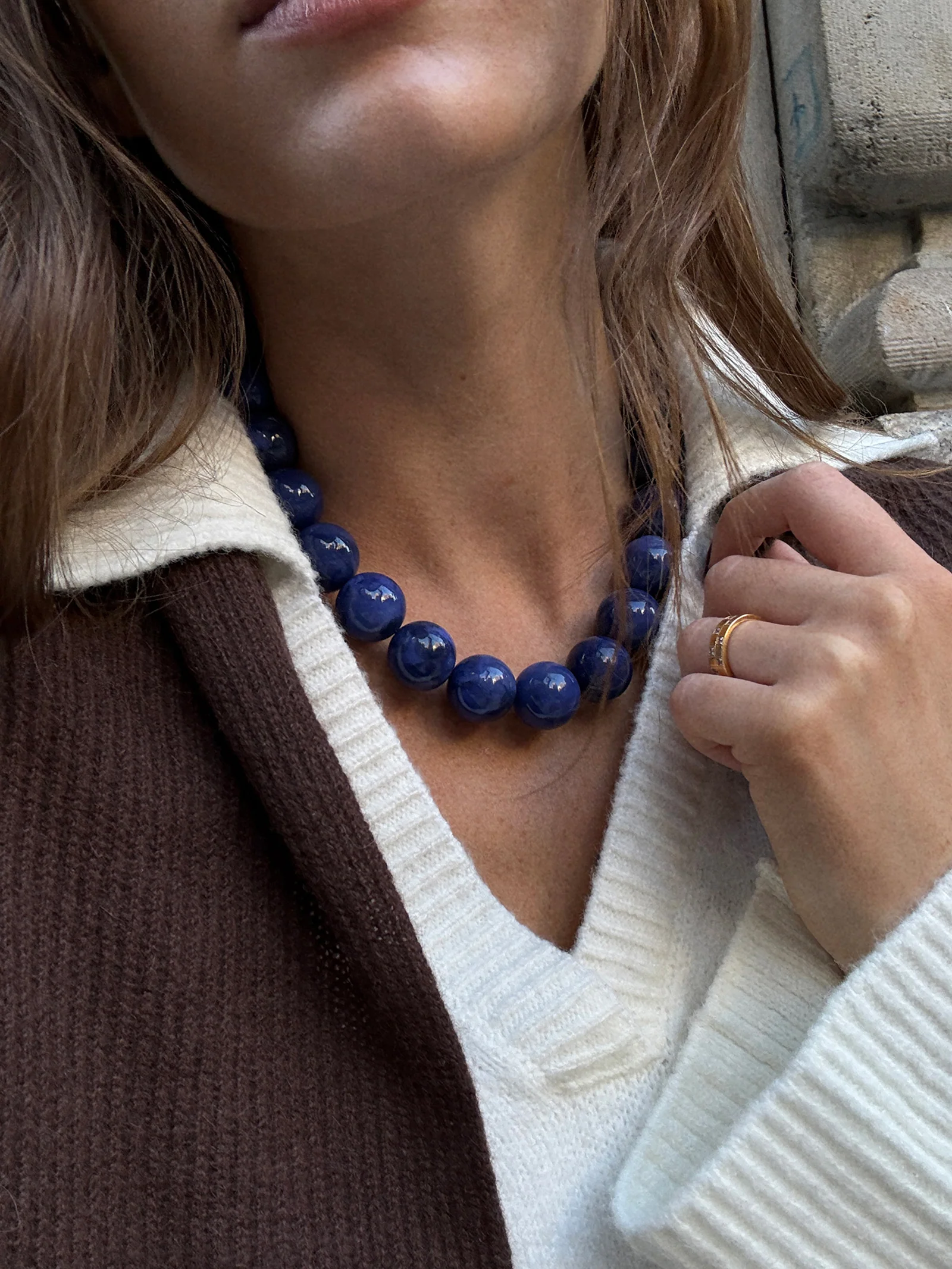 Jane Beaded Necklace - Lapis - Image 2