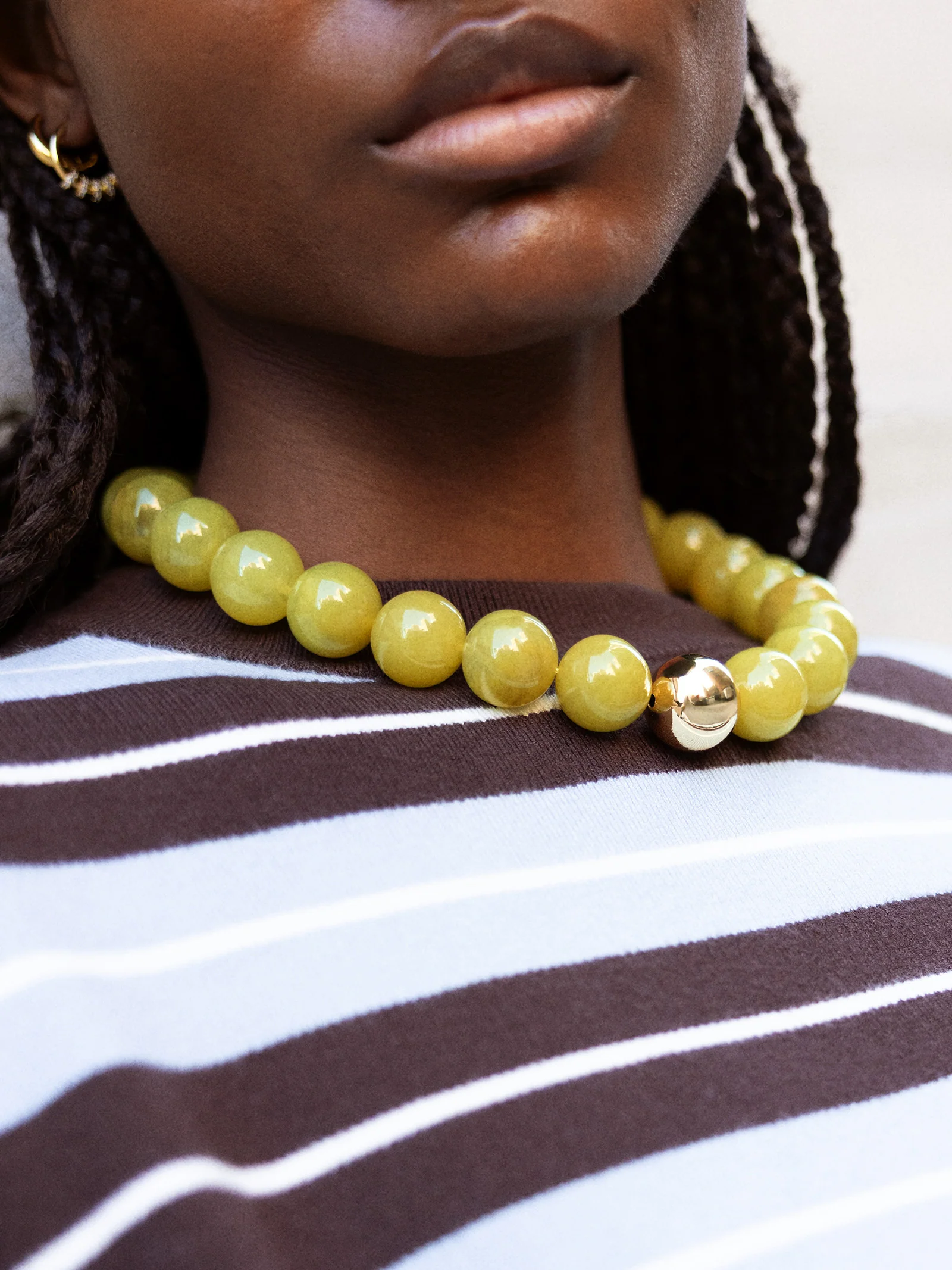 Jane Beaded Necklace - Olive Jade - Image 2