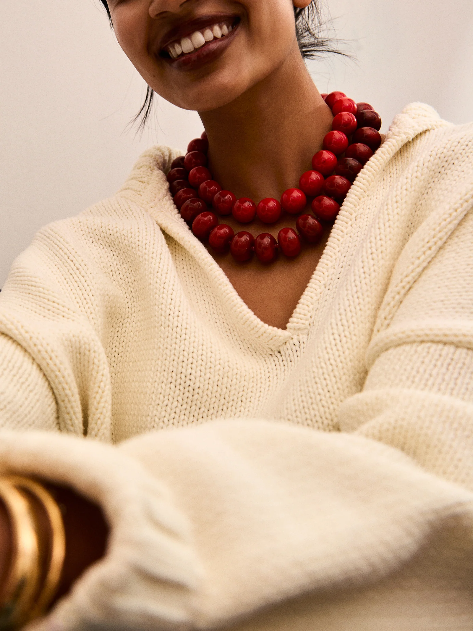 Jane Beaded Necklace - Red Jasper - Image 2
