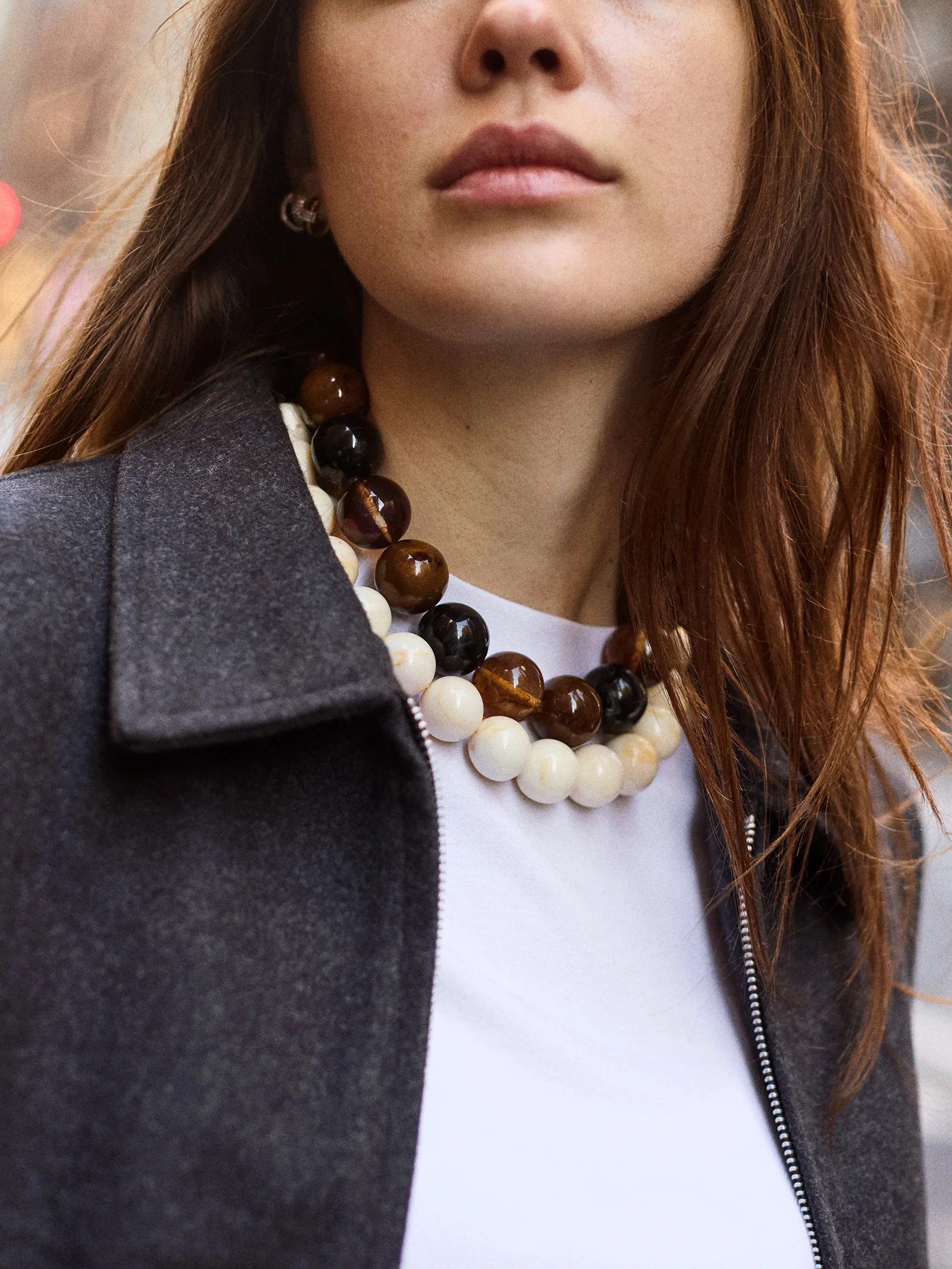 Jane Beaded Necklace - Smoky Ivory Quartz - Image 2
