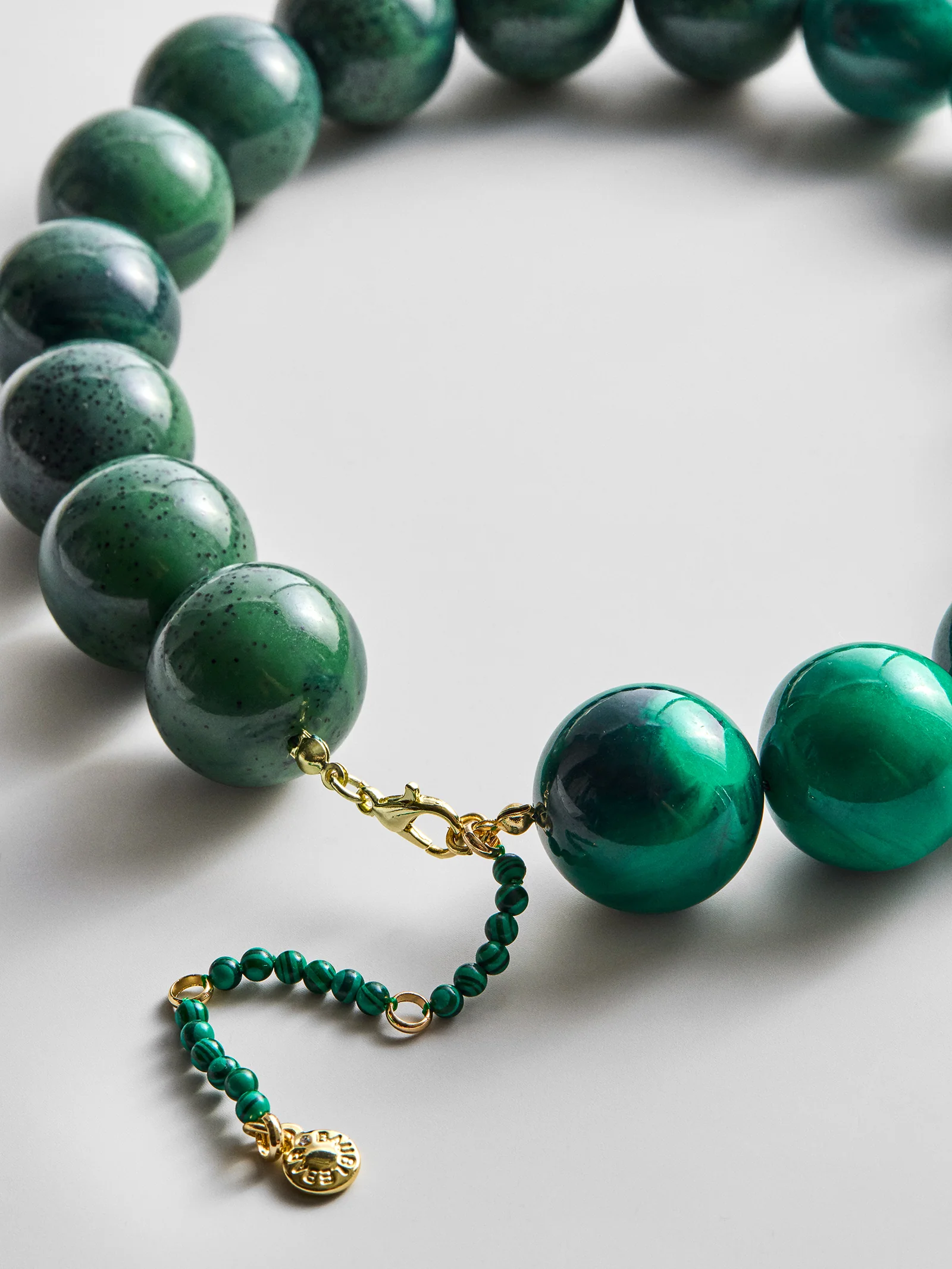Jane Beaded Necklace - Striped Malachite - Image 4