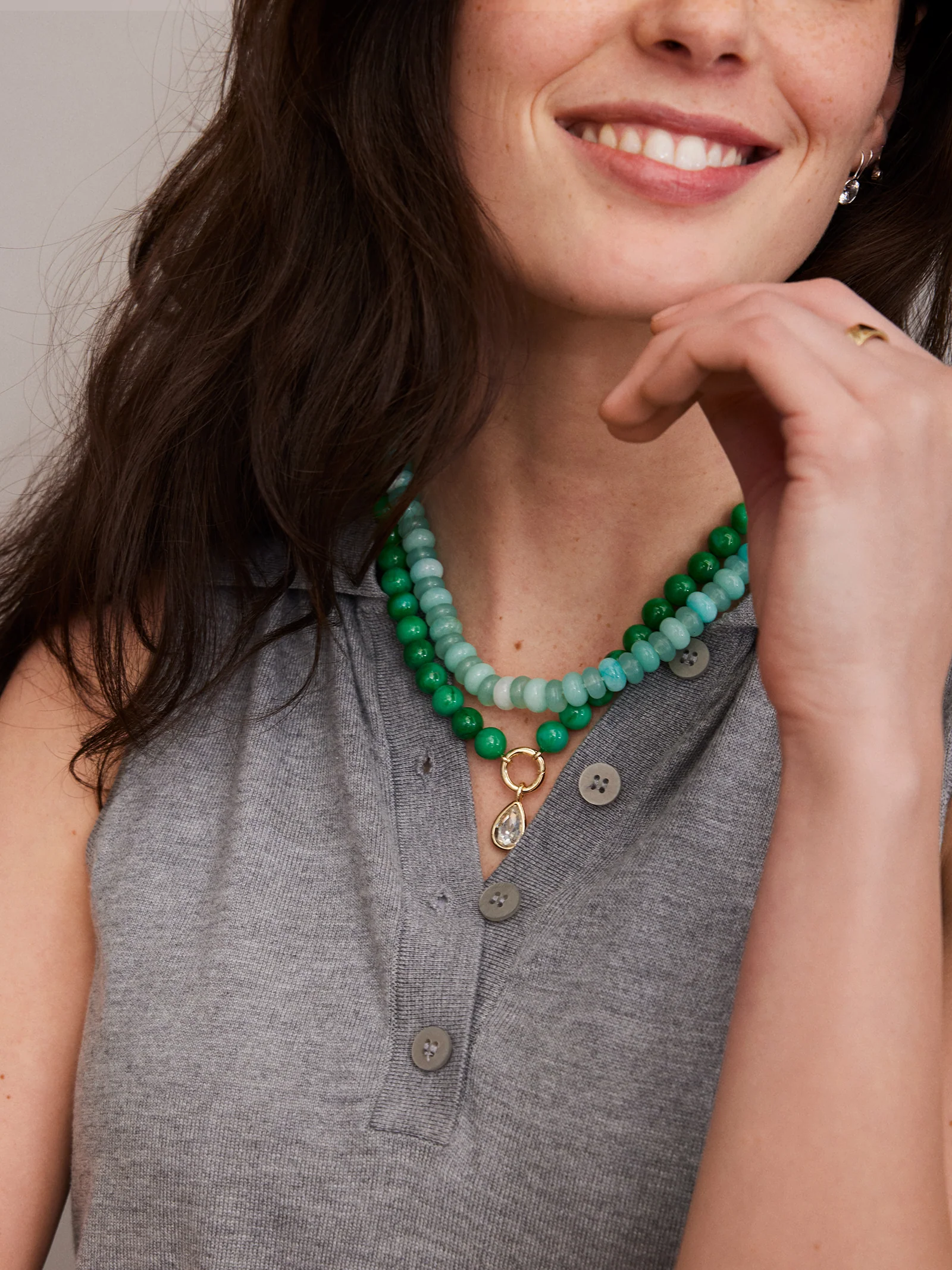 Janette Beaded Ring Necklace - Malachite - Image 3